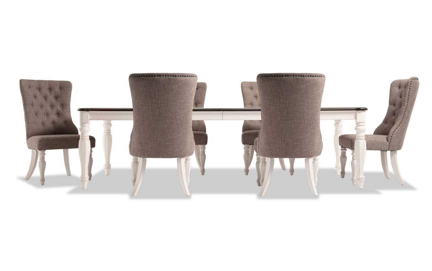Scarlett 7 Piece Dining Set With Upholstered Host Chairs Bobs Com Gallery Slider Image 1