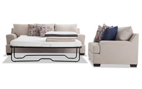 Harmony Beige Bob O Pedic Queen Sleeper Sofa Loveseat 