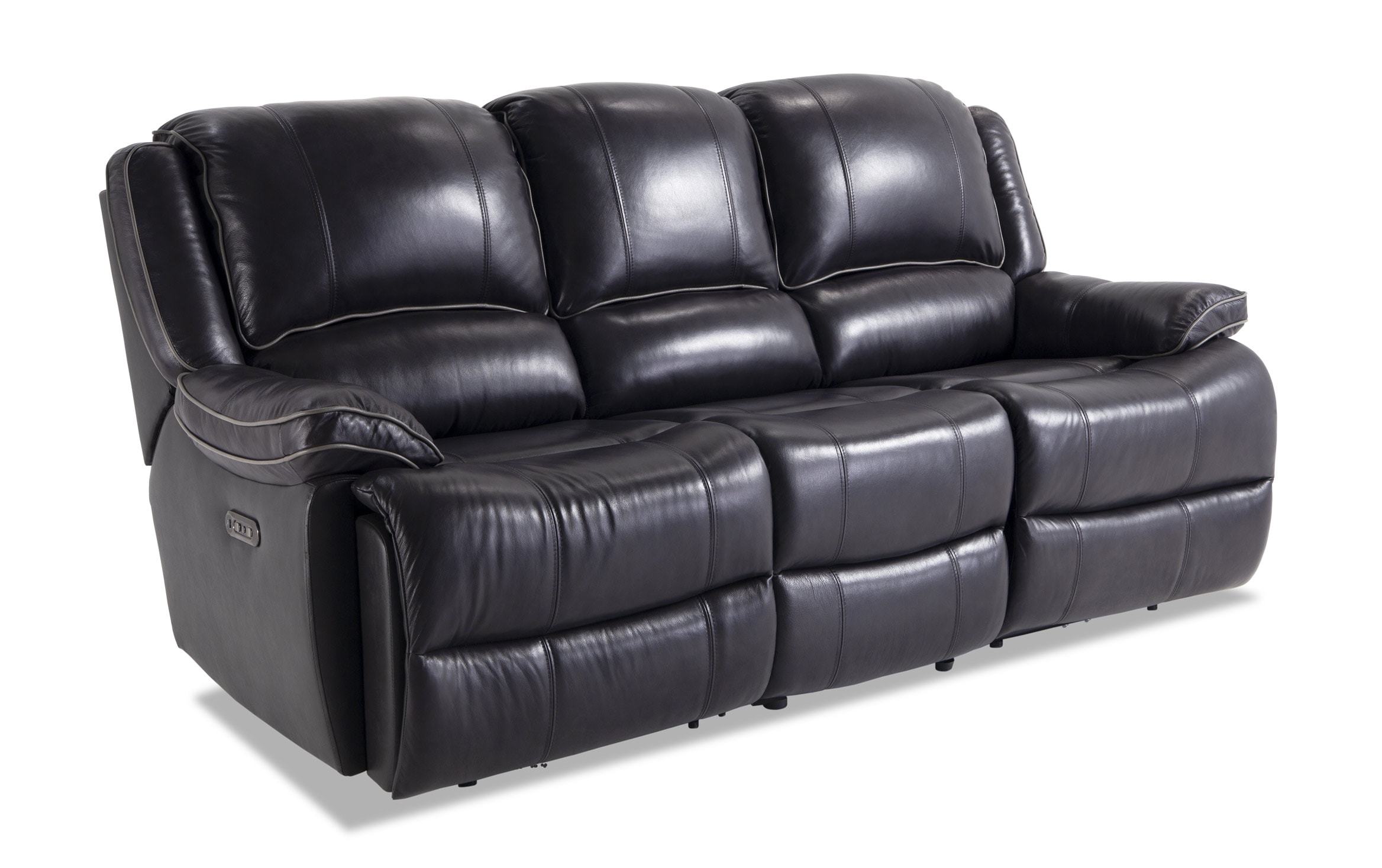 Phoenix Black Leather Power Reclining Sofa Outlet Bobs Com