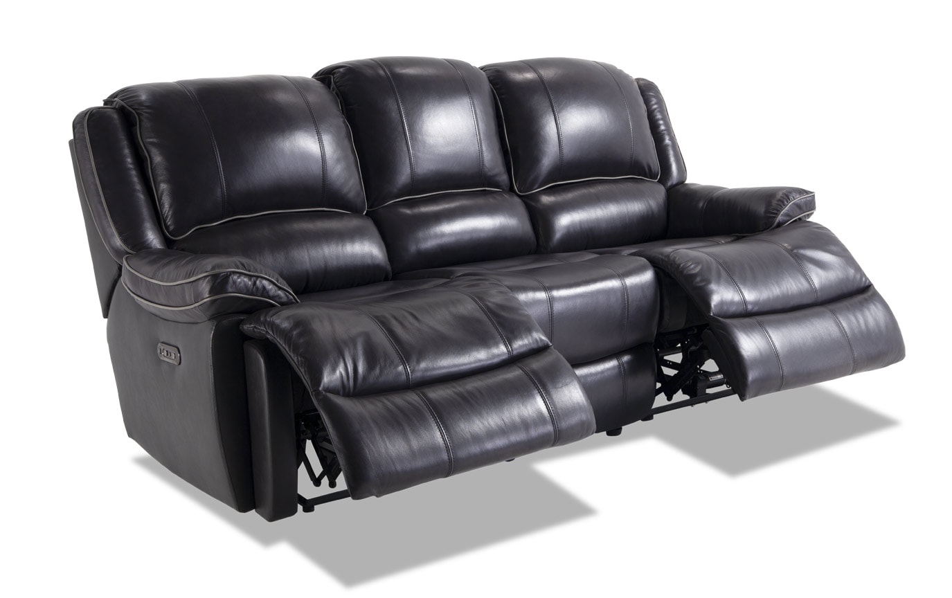 Phoenix Black Leather Power Reclining Sofa