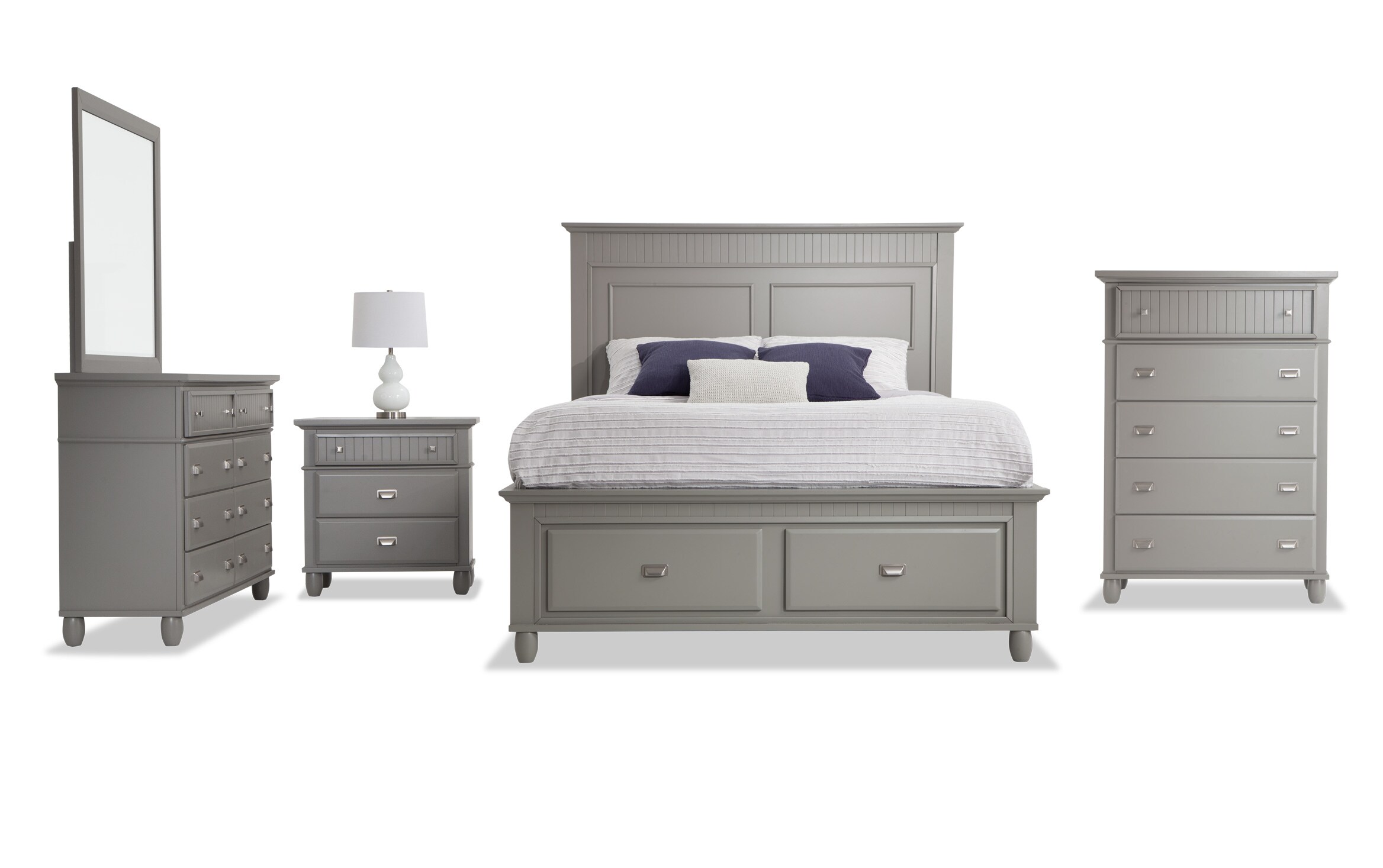 Spencer Queen Gray Storage Bedroom Set Bob S Discount Furniture