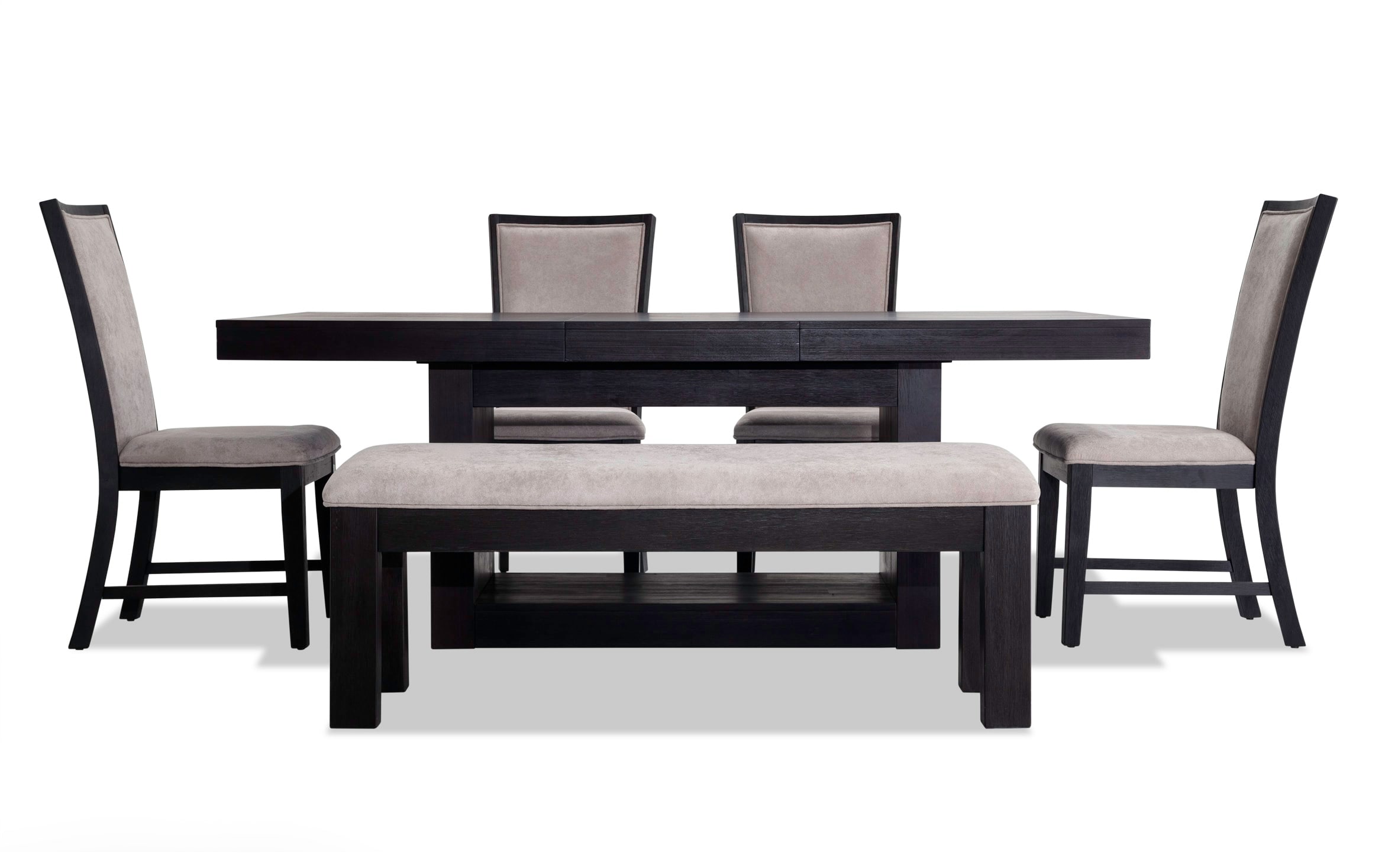 Cosmopolitan 6 Piece Dining Set With, Black Kitchen Table And Chairs Bench