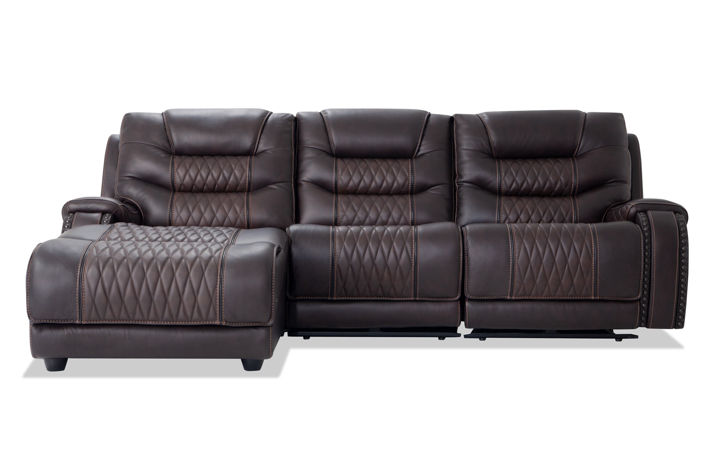 Walker Espresso 3 Piece Power Reclining Right Arm Facing Sectional Bob S Discount Furniture