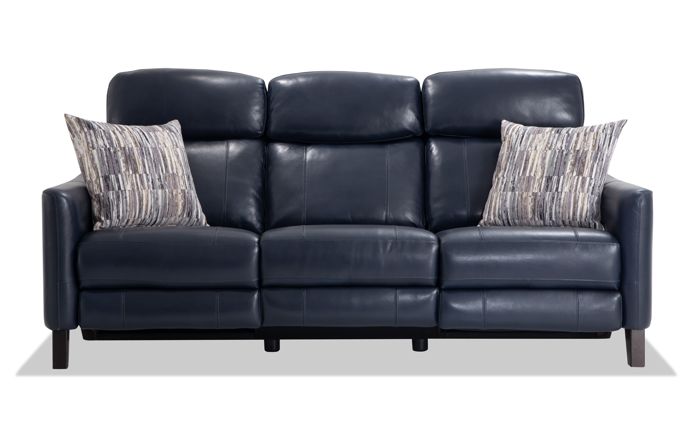 Symmetry Navy Leather Power Reclining, Leather Power Sofa