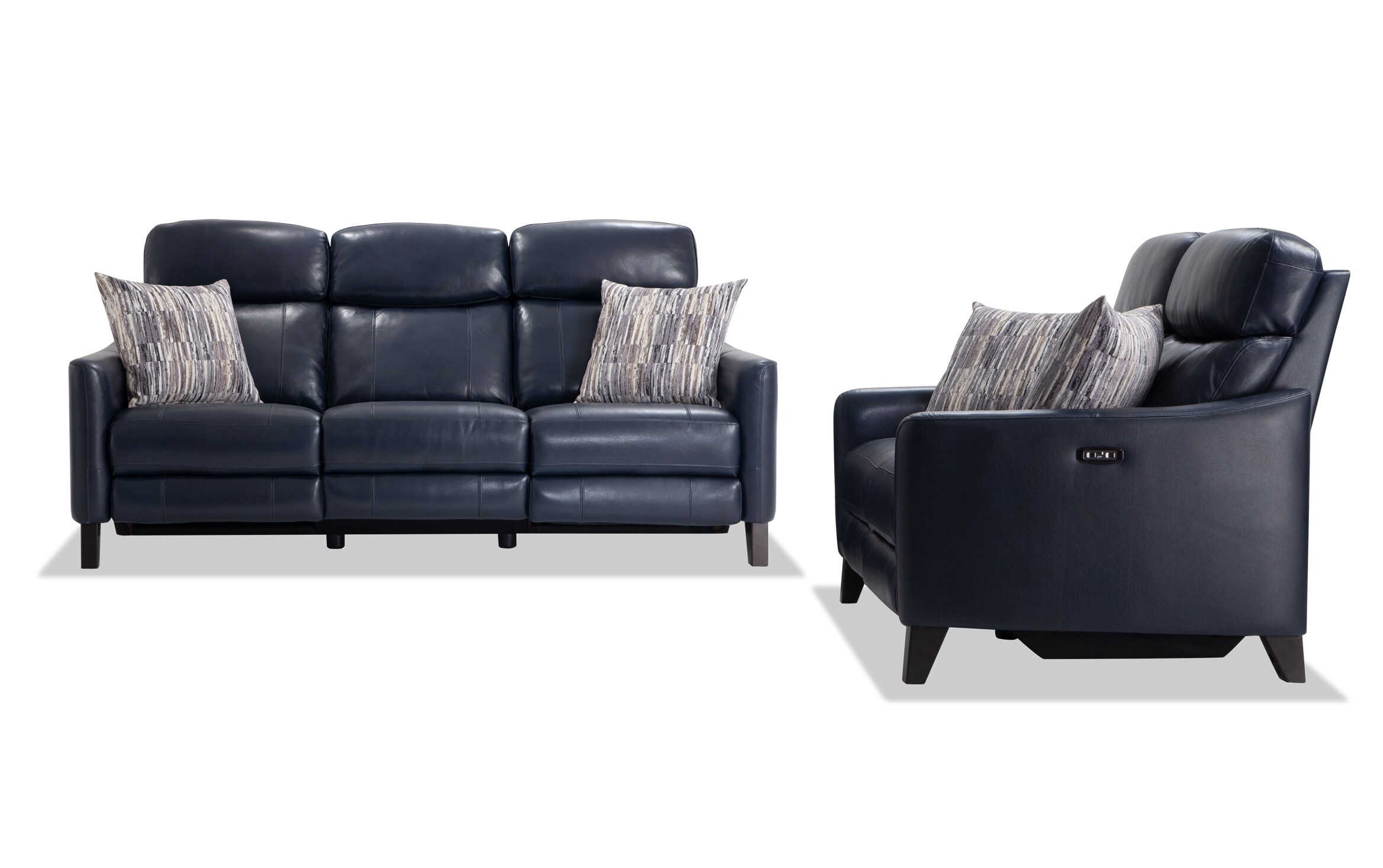 Symmetry Navy Leather Power Reclining, Navy Leather Recliner Sofa