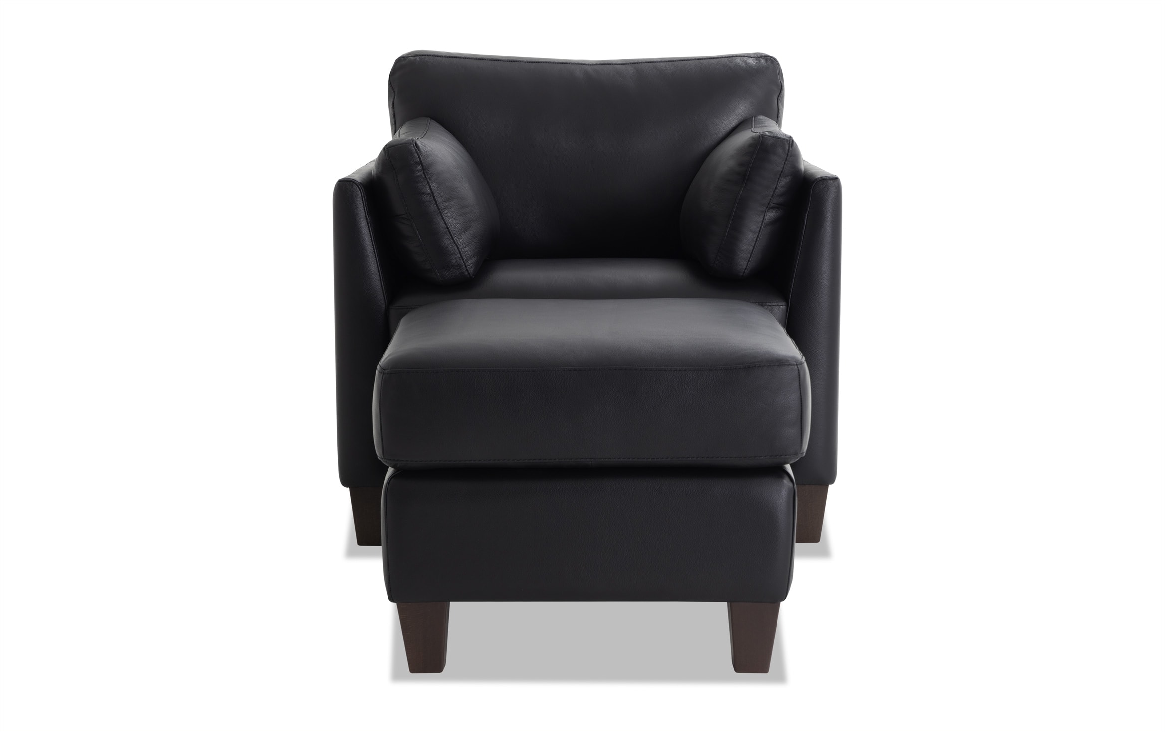 Antonio Black Leather Chair Ottoman, Black Leather Chair With Ottoman