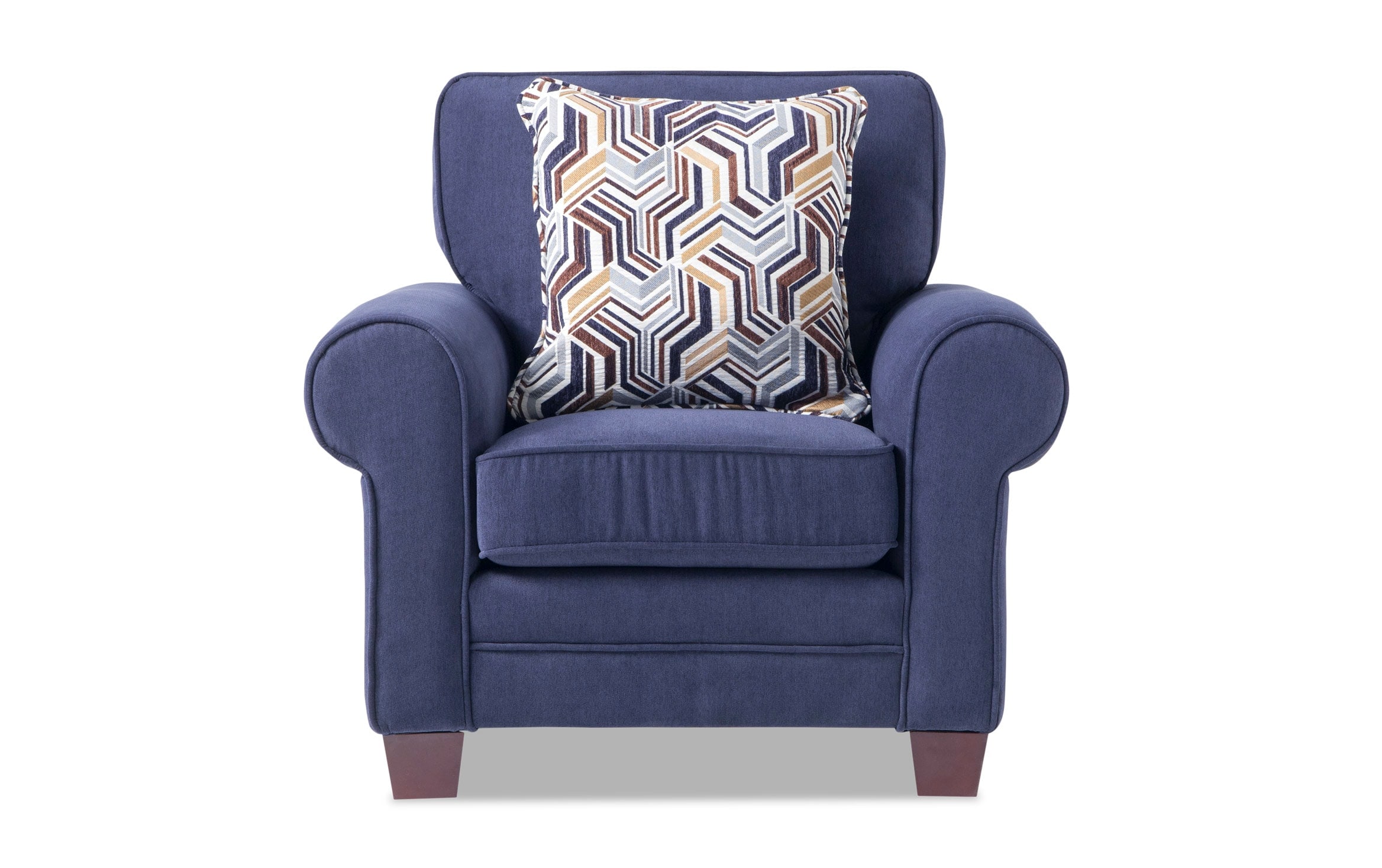 navy blue chair and ottoman