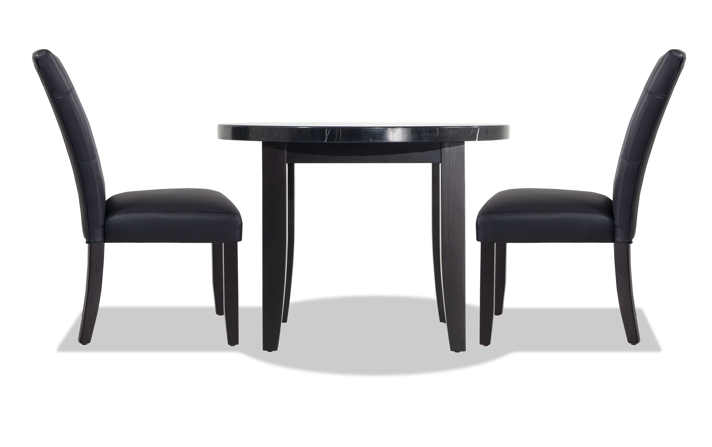 Montibello Black Marble 40 Round 3 Piece Dining Set Bob S Discount Furniture