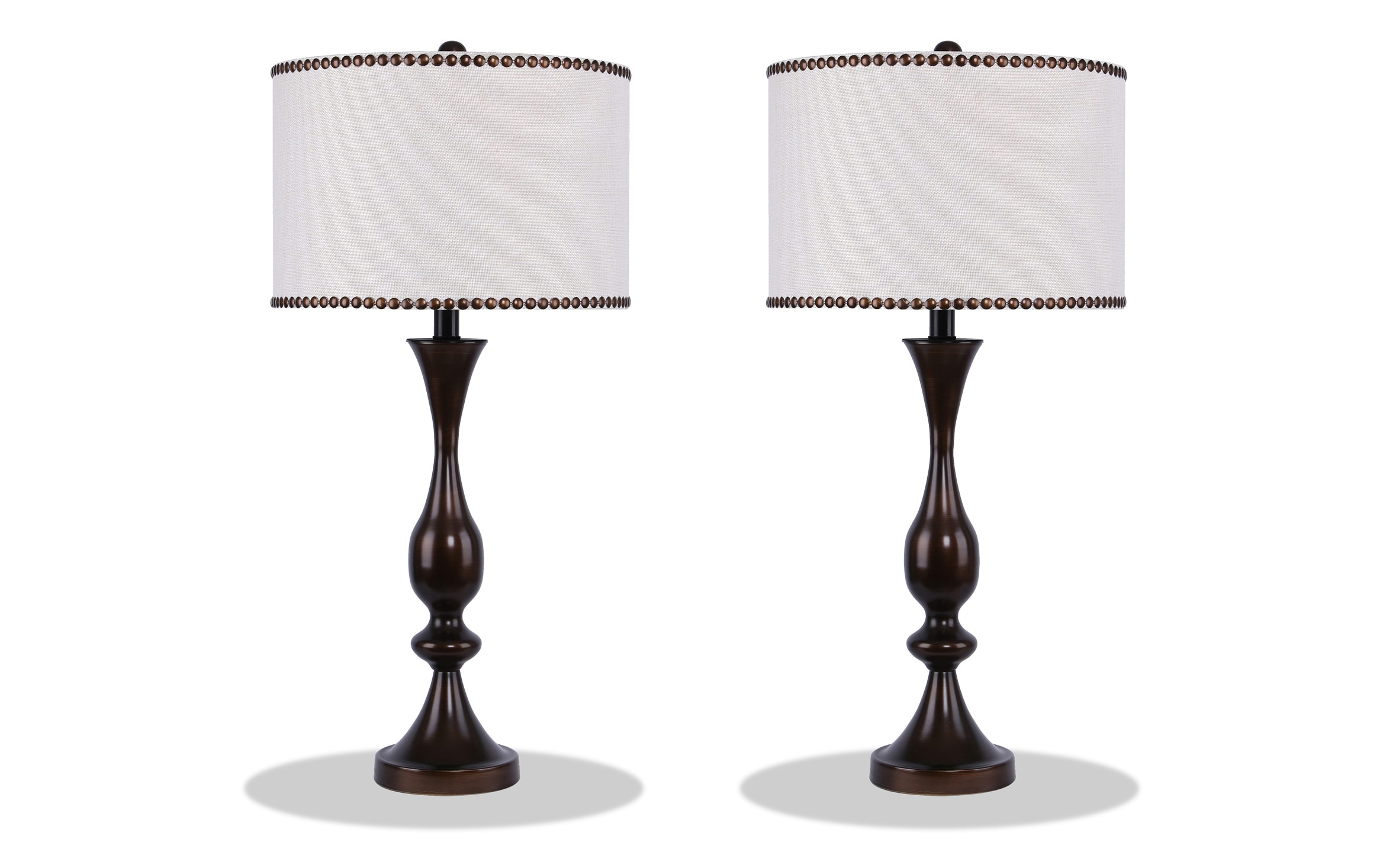 Set Of 2 Chelsea Nailhead Bronze Table Lamps Bobs Com