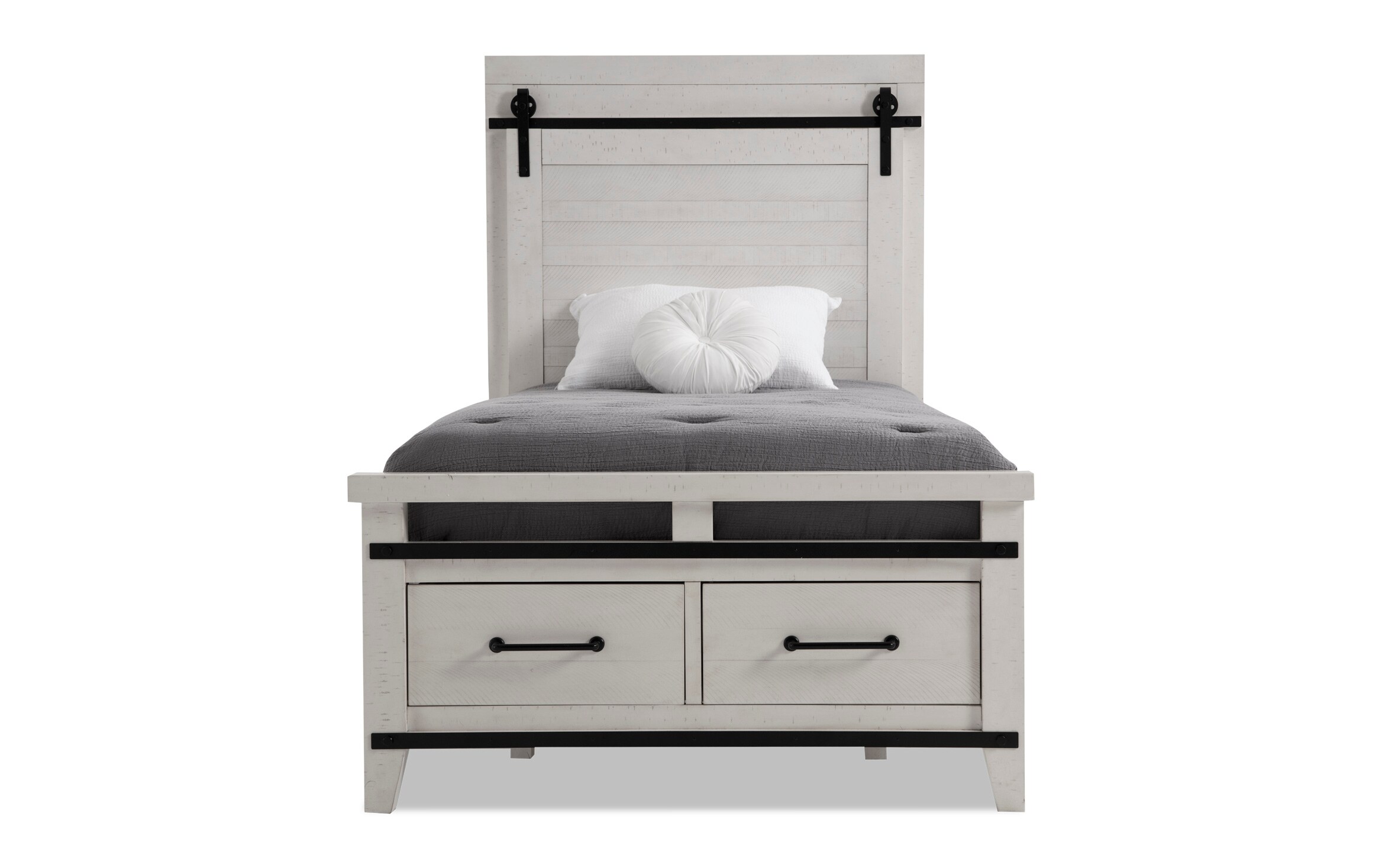 child's twin bed with drawers