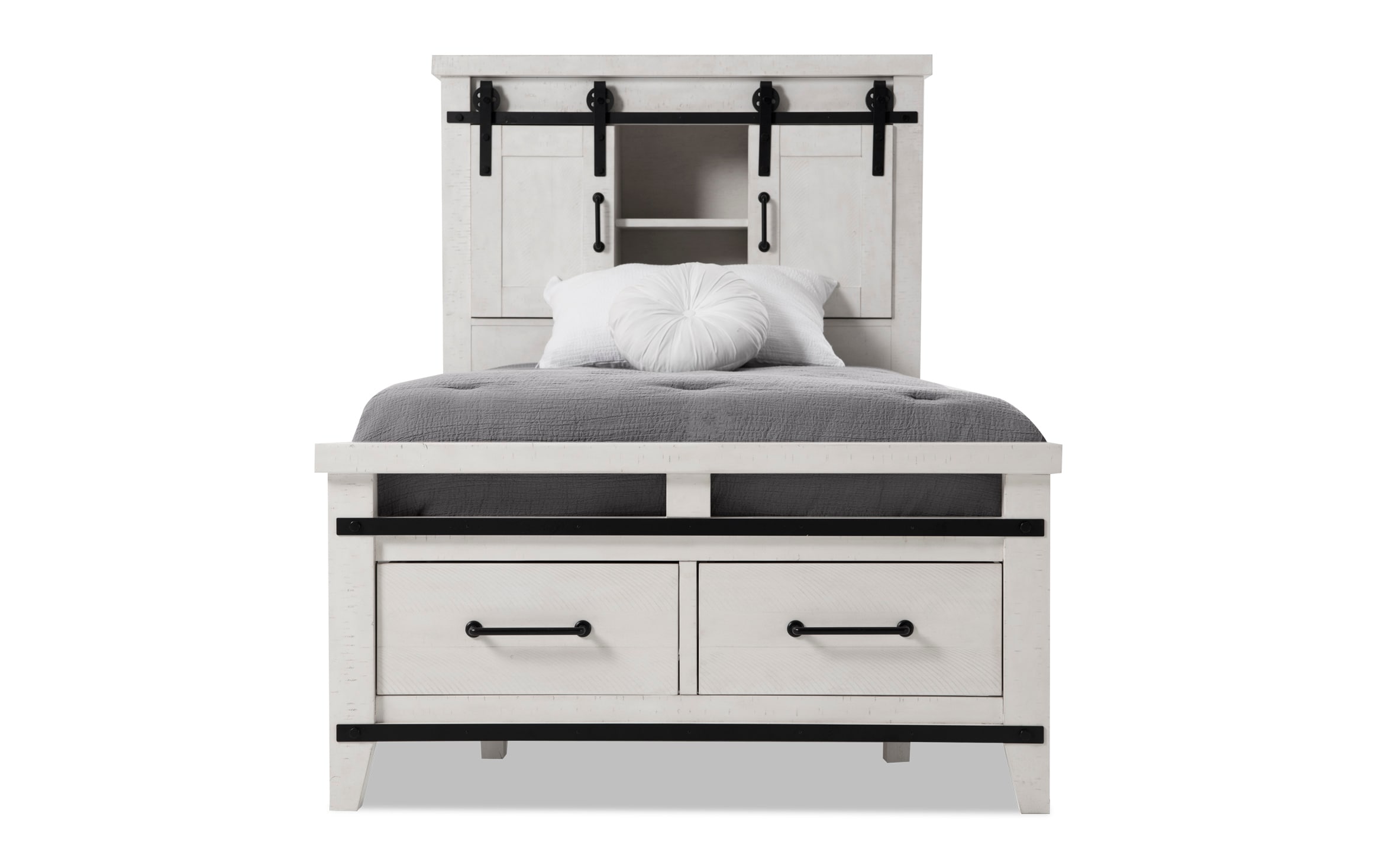 child's twin bed with drawers