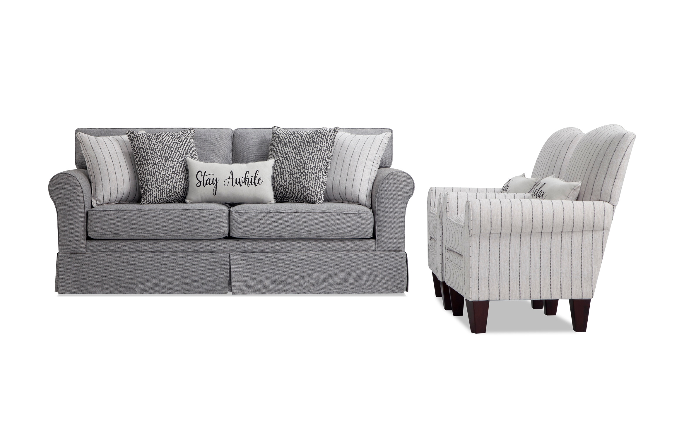 Laurel Gray Sofa 2 Accent Chairs Bobscom