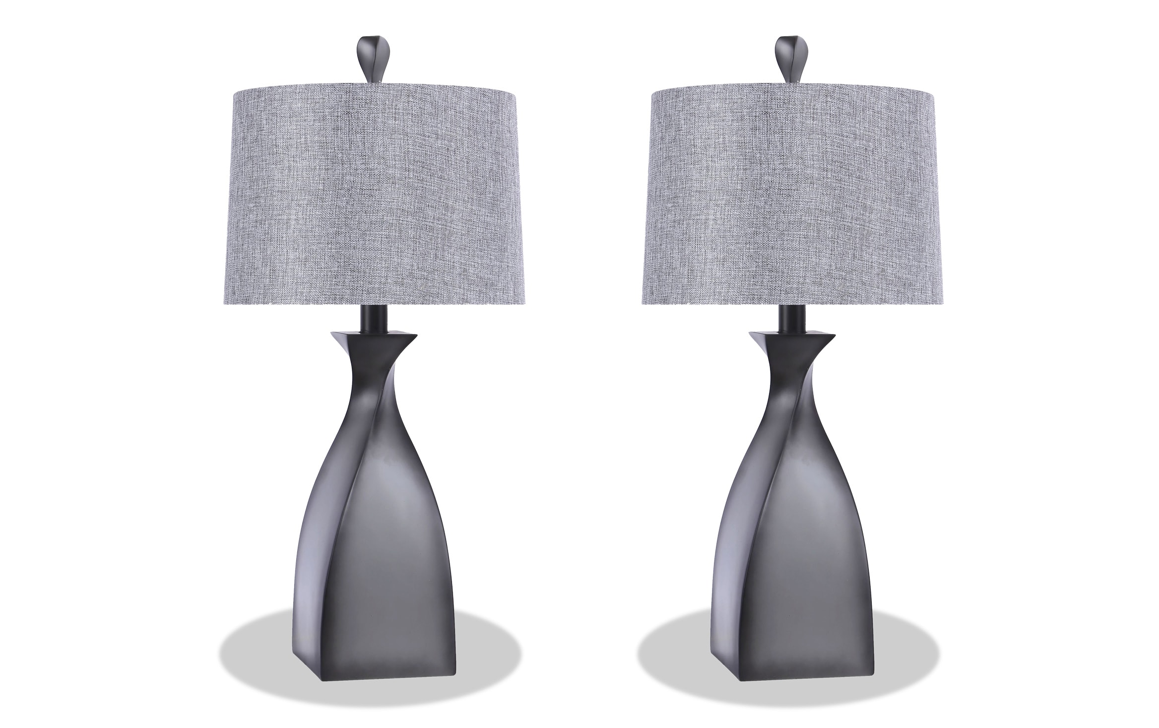 Set of 2 Atlanta Gray Twist Lamps | Bob's Discount Furniture