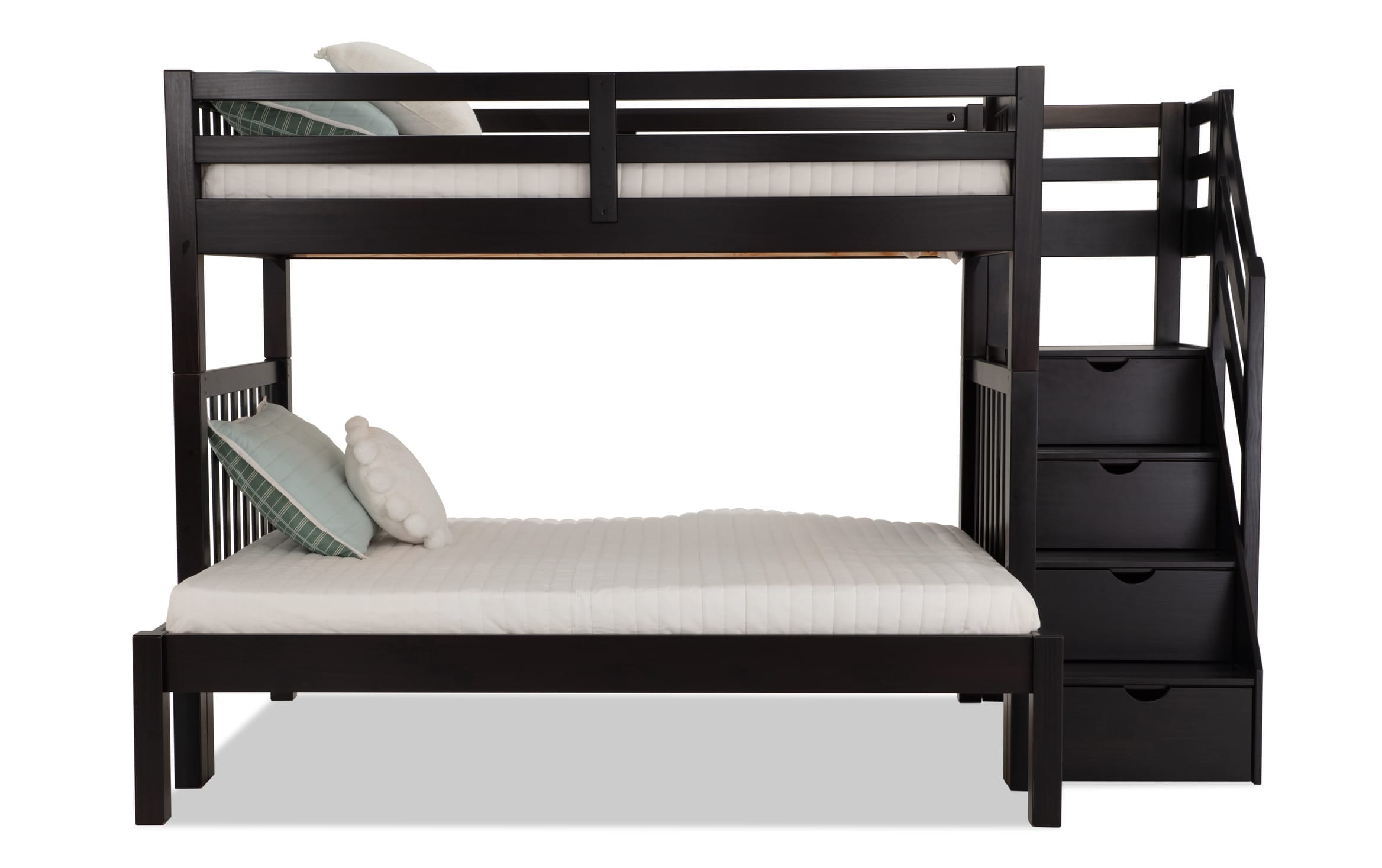 twin full bunk bed with mattresses