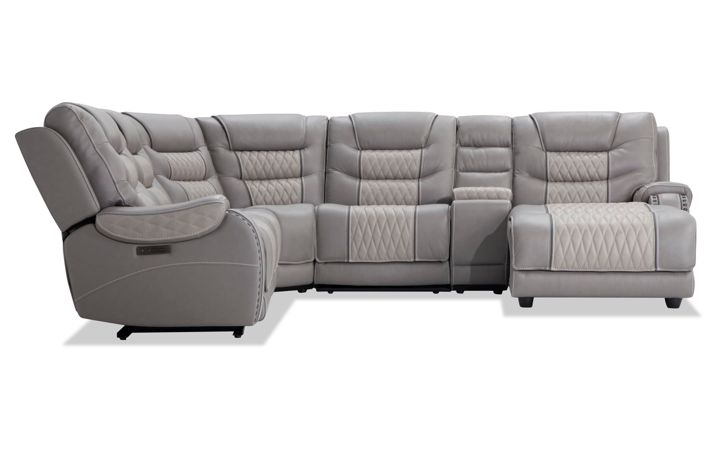 Walker Gray 6 Piece Power Reclining, Gray Leather Sectional