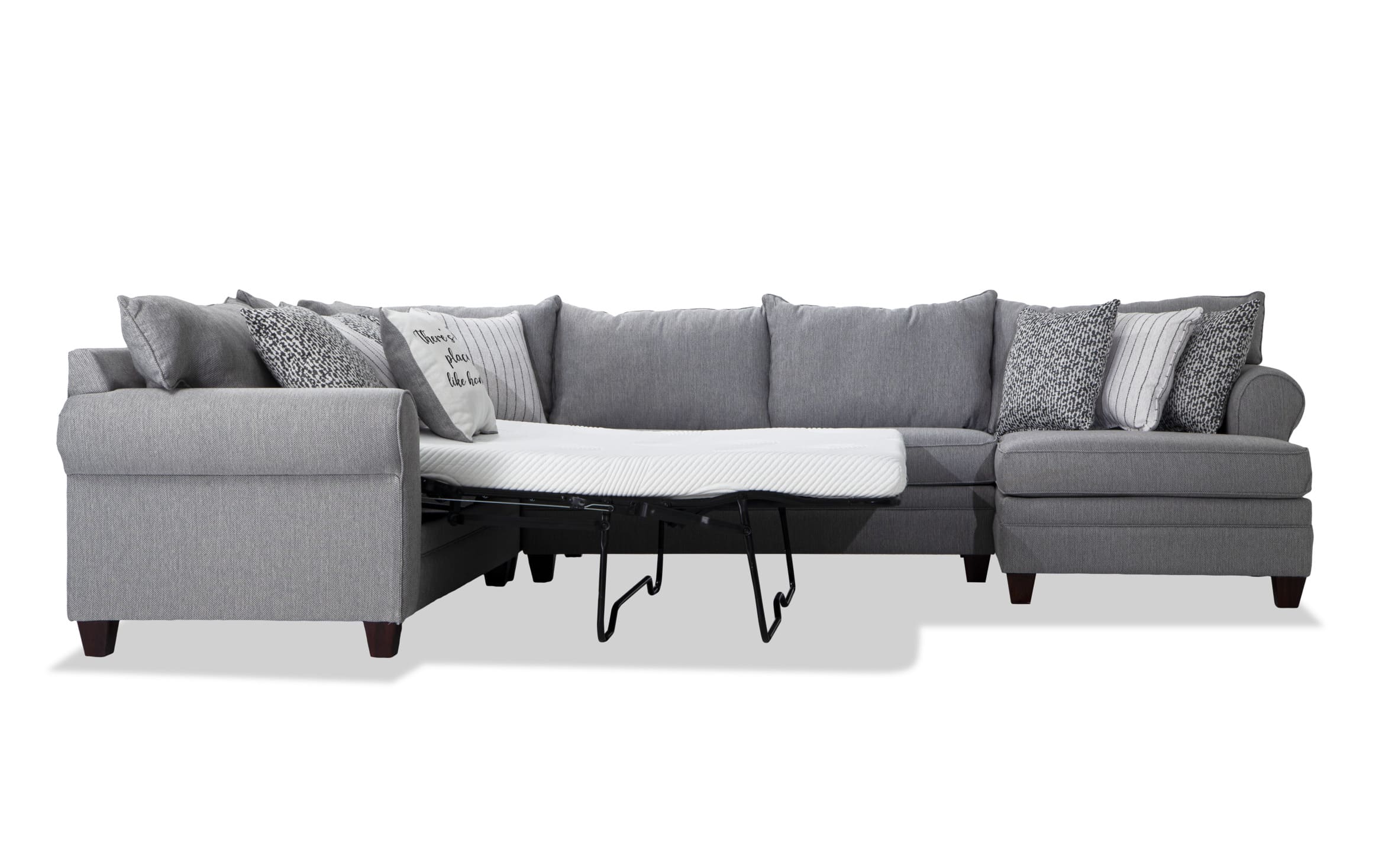 Laurel Gray 4 Piece Bob O Pedic Left Arm Facing Sleeper Sectional Bob S Discount Furniture