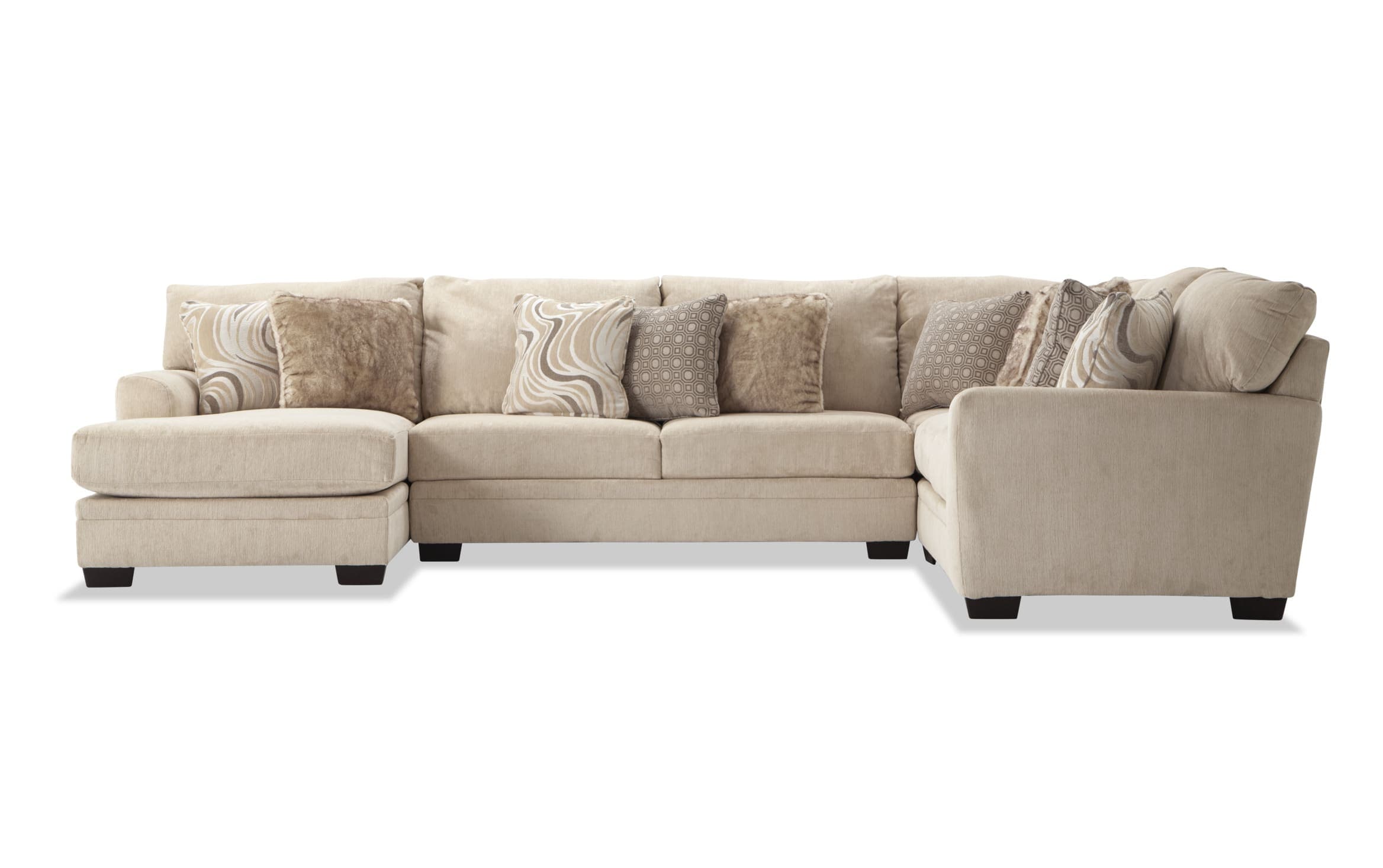 Luxe Cream 4 Piece Right Arm Facing Bob O Pedic Gel Queen Sleeper Sectional With Chaise Bob S Discount Furniture