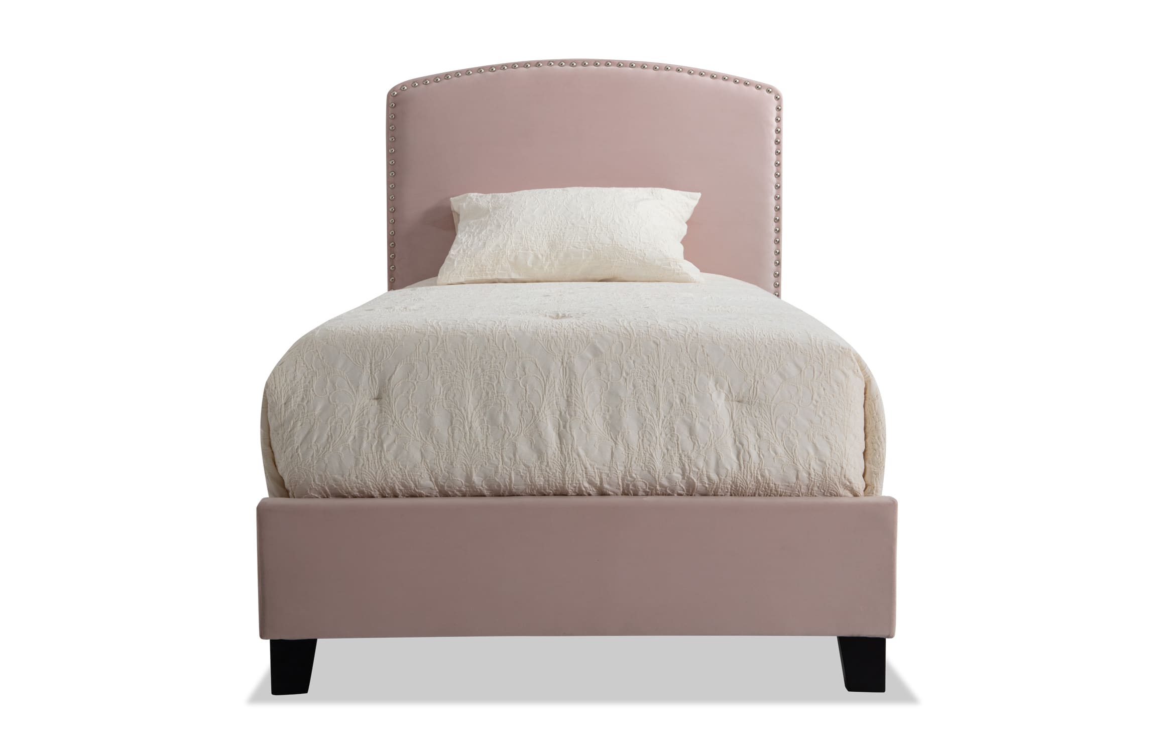 Isabella Twin Pink Upholstered Bed, Plane Twin Bed