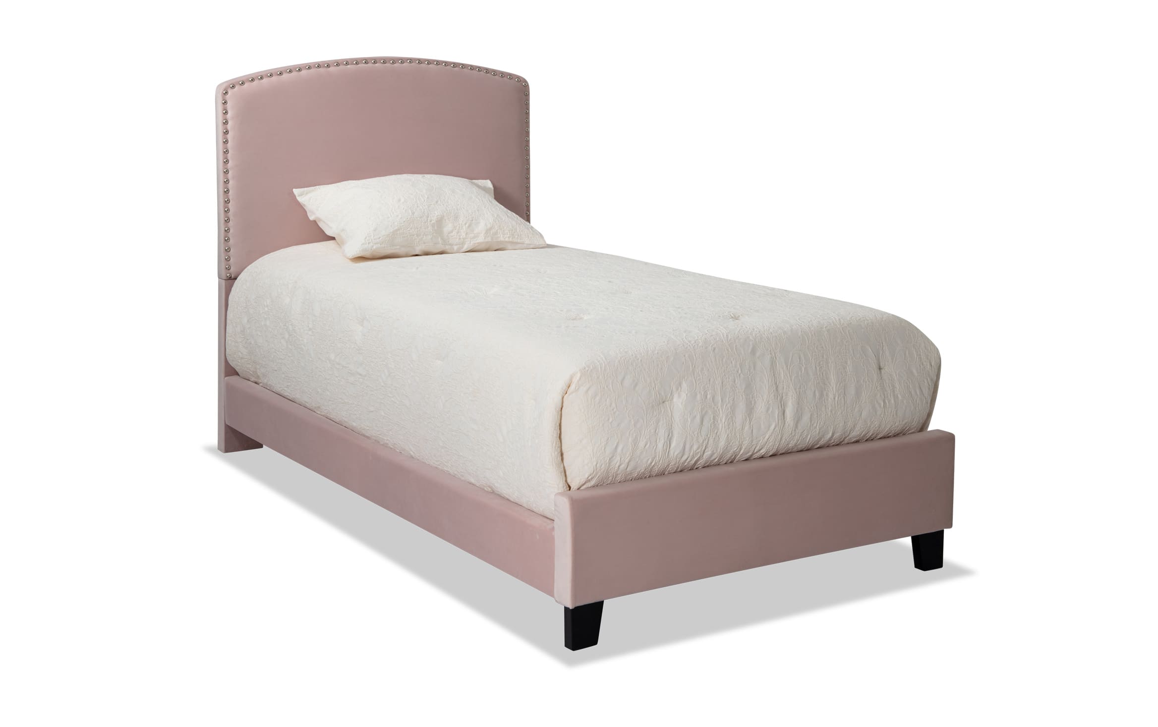 Isabella Twin Pink Upholstered Bed, Pink Upholstered Twin Bed