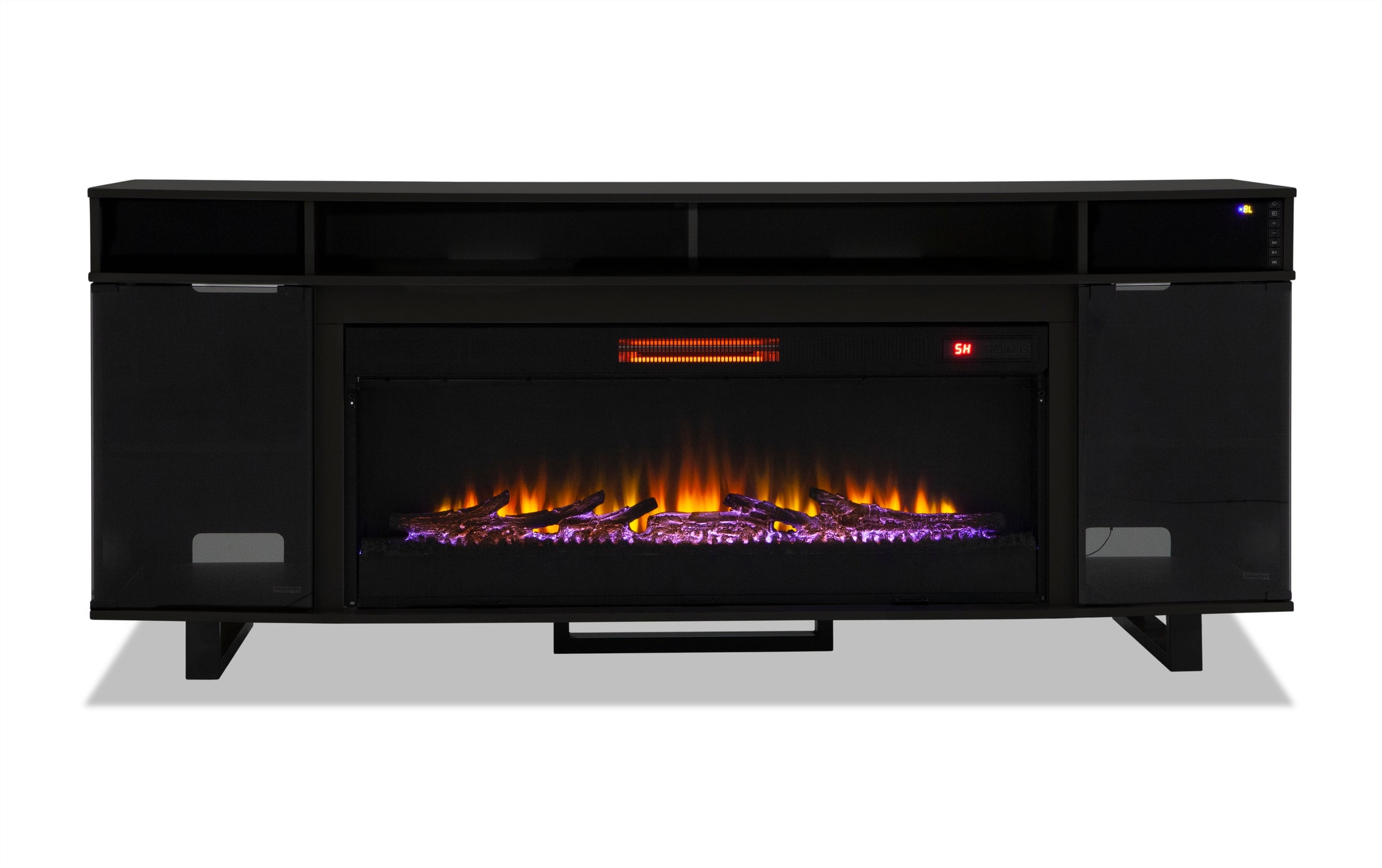 Blaze Black Fireplace Bob S, Bobs Furniture Tv Stand With Fireplace