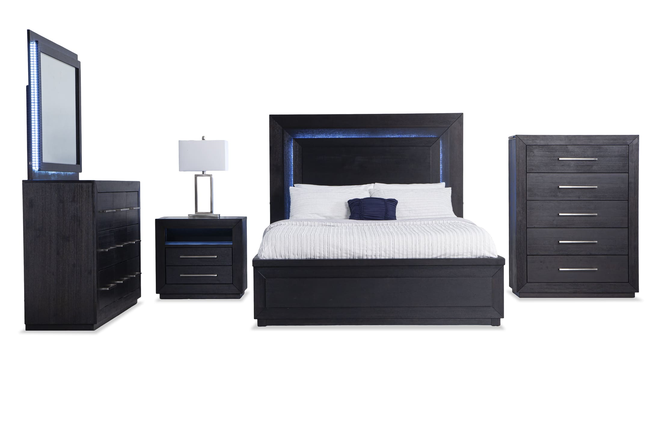 Cosmopolitan Queen Storage Bedroom Set, Bobs Furniture Twin Bed Frame