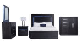 Cosmopolitan 5 Piece Queen Black Storage Bedroom Set with Gentleman's