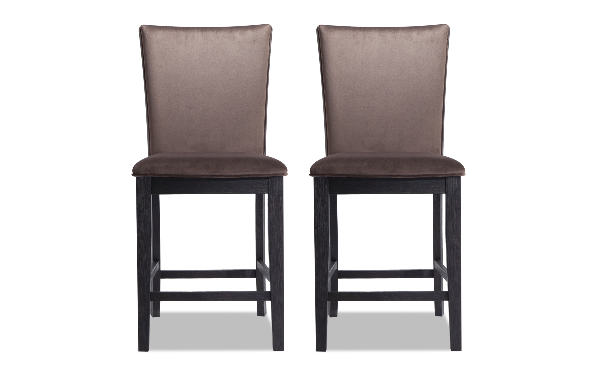 Set Of 2 Cosmopolitan Chocolate Upholstered Counter Stools Bob S Discount Furniture