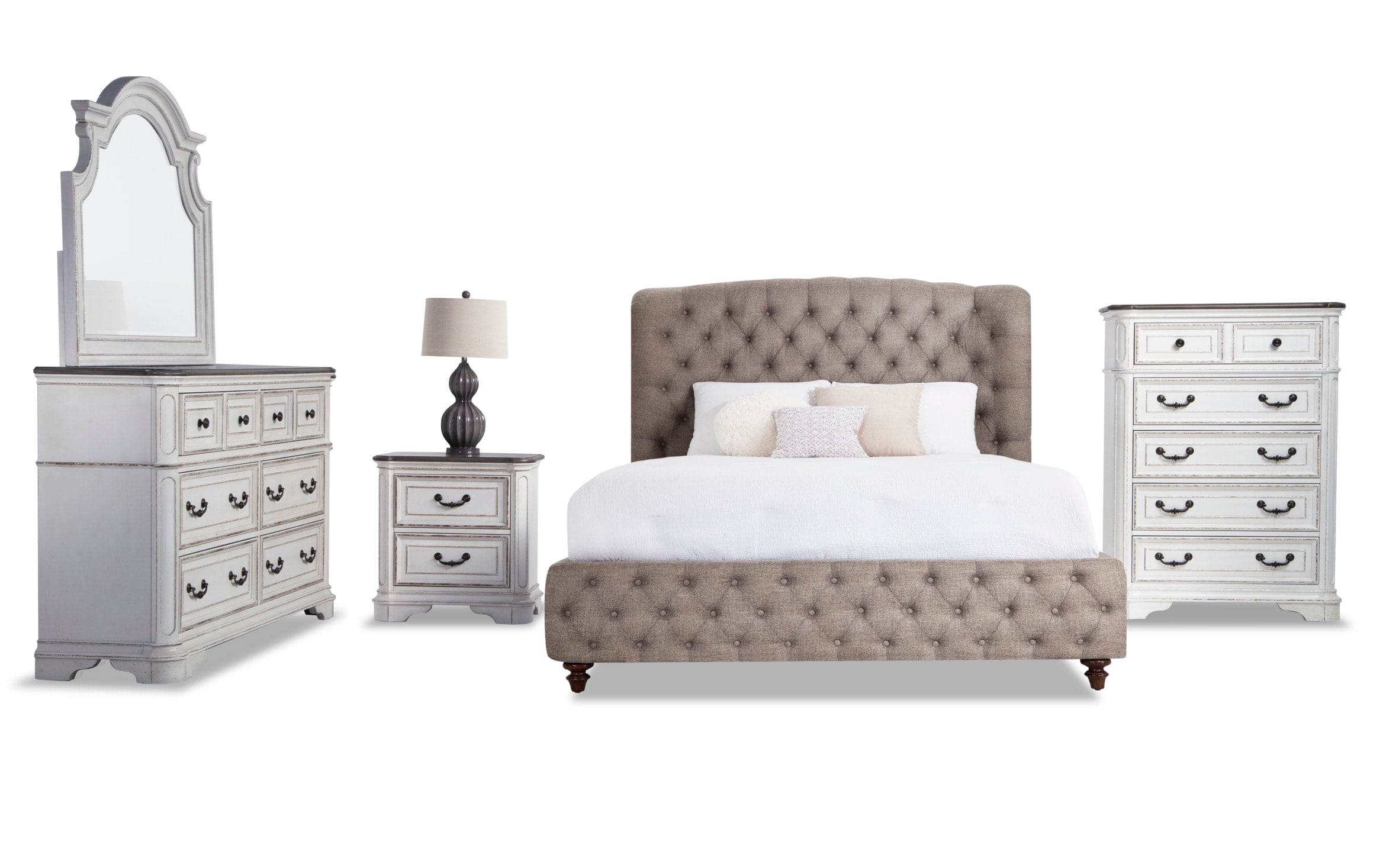 Scarlett Upholstered King Bedroom Set, Tufted King Bed Set