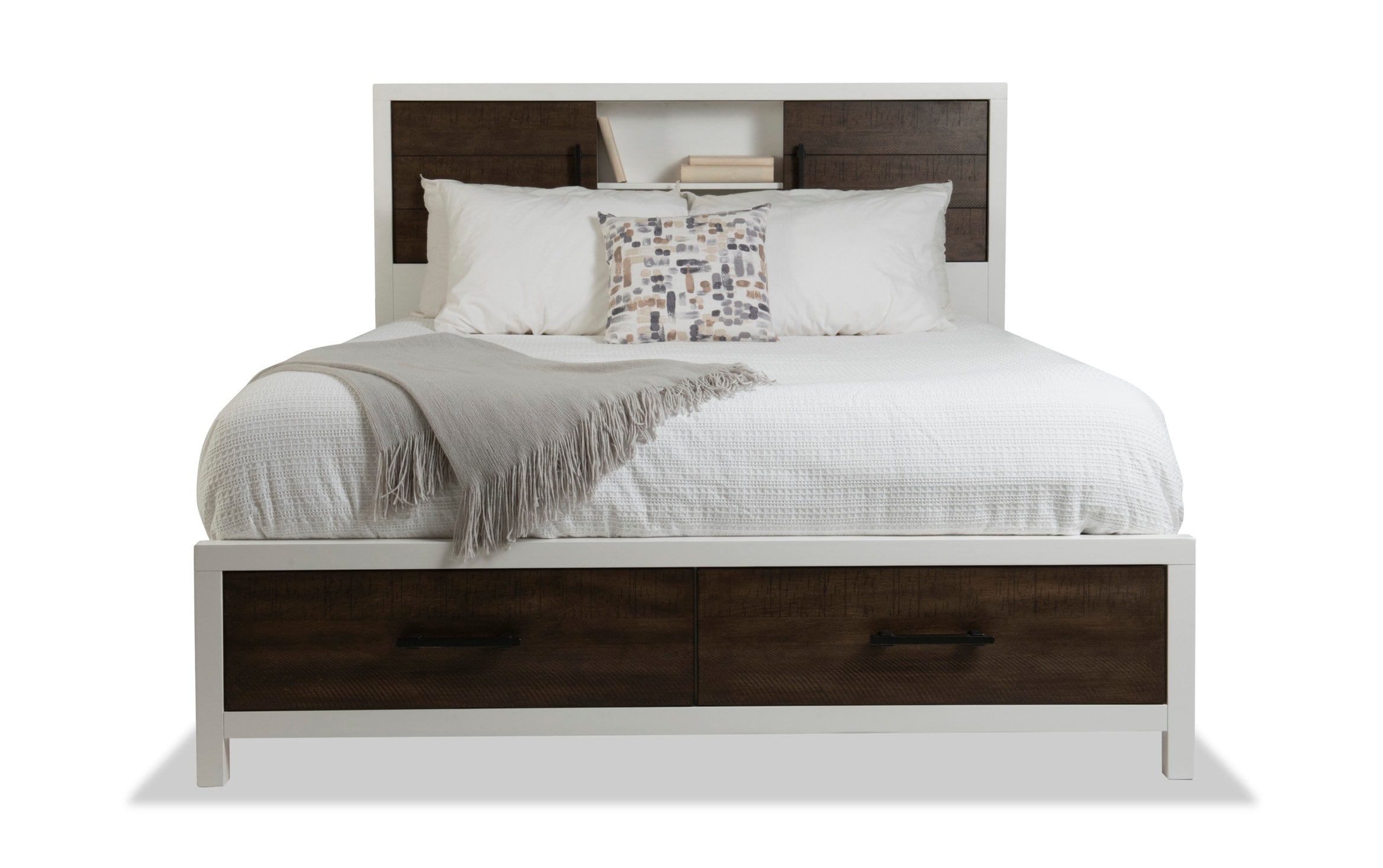 Brown Bookcase Storage Bed, White Twin Storage Bed With Bookcase Headboard