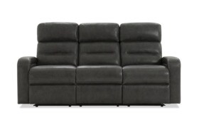 Echo Gray Leather Power Reclining Sofa | Bob's Discount Furniture