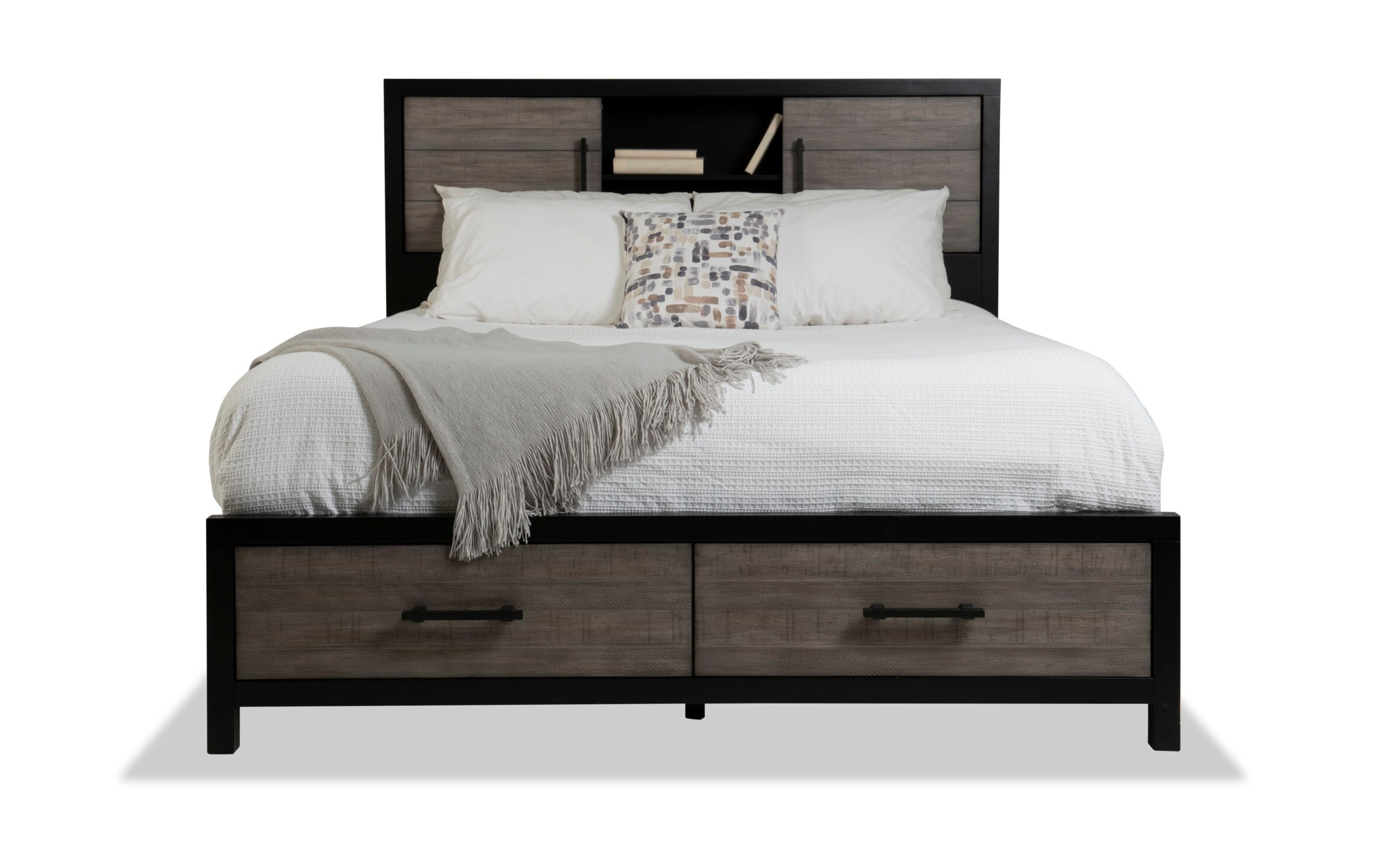 Gray Bookcase Storage Bed, Bobs Furniture Twin Bed Frame