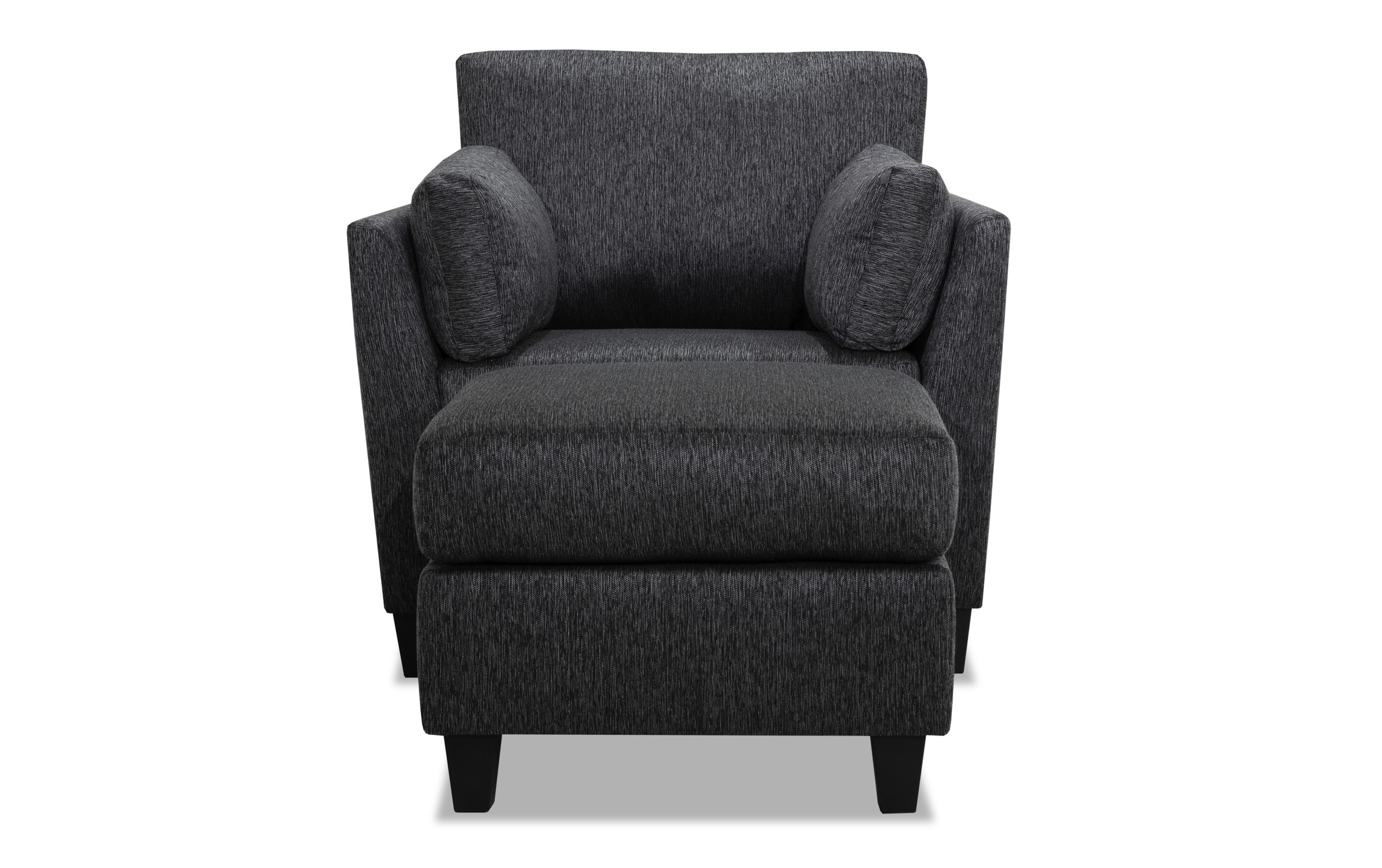 dark gray chair and ottoman