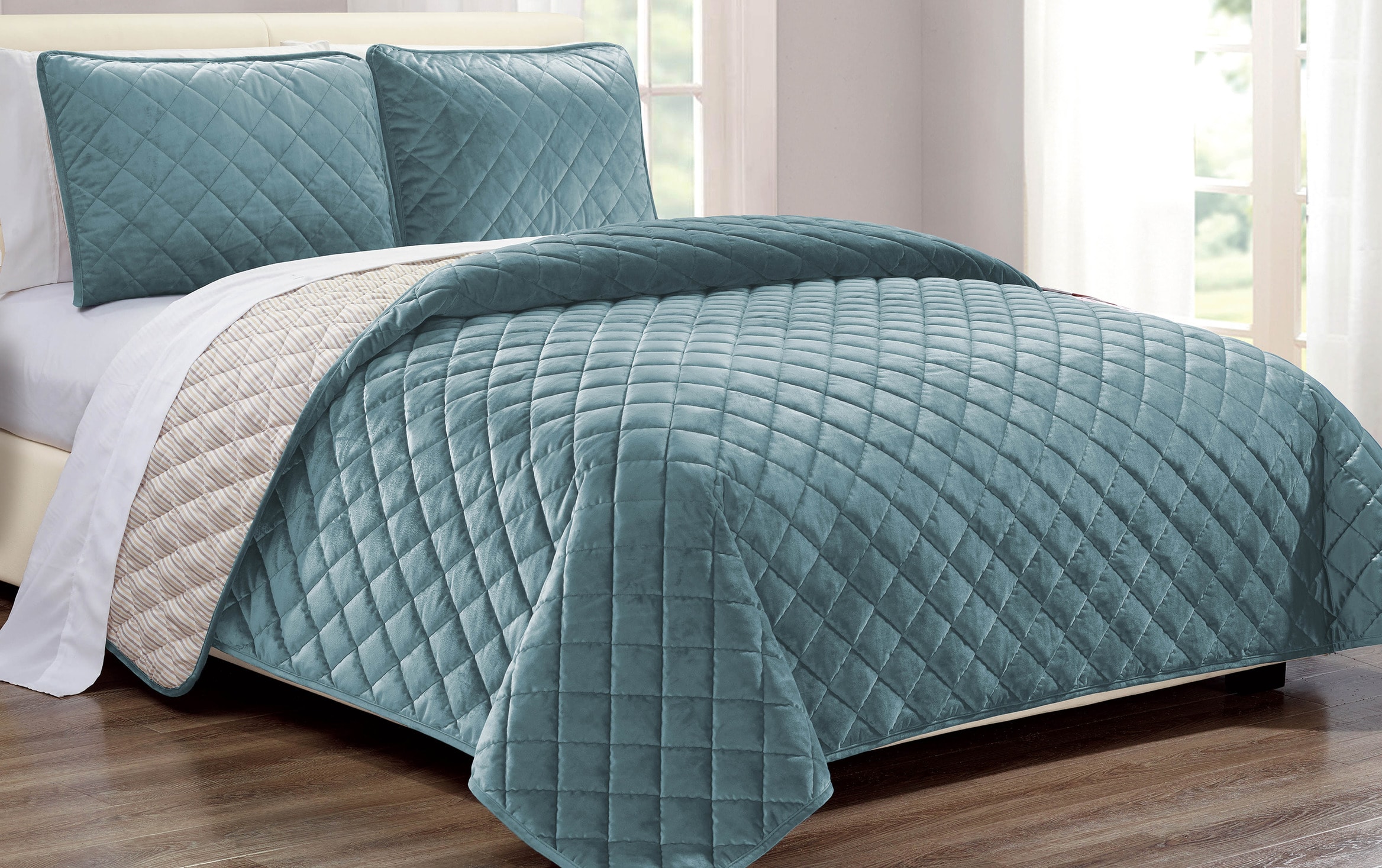 Teal Velvet Twin Coverlet Set Bobs Com