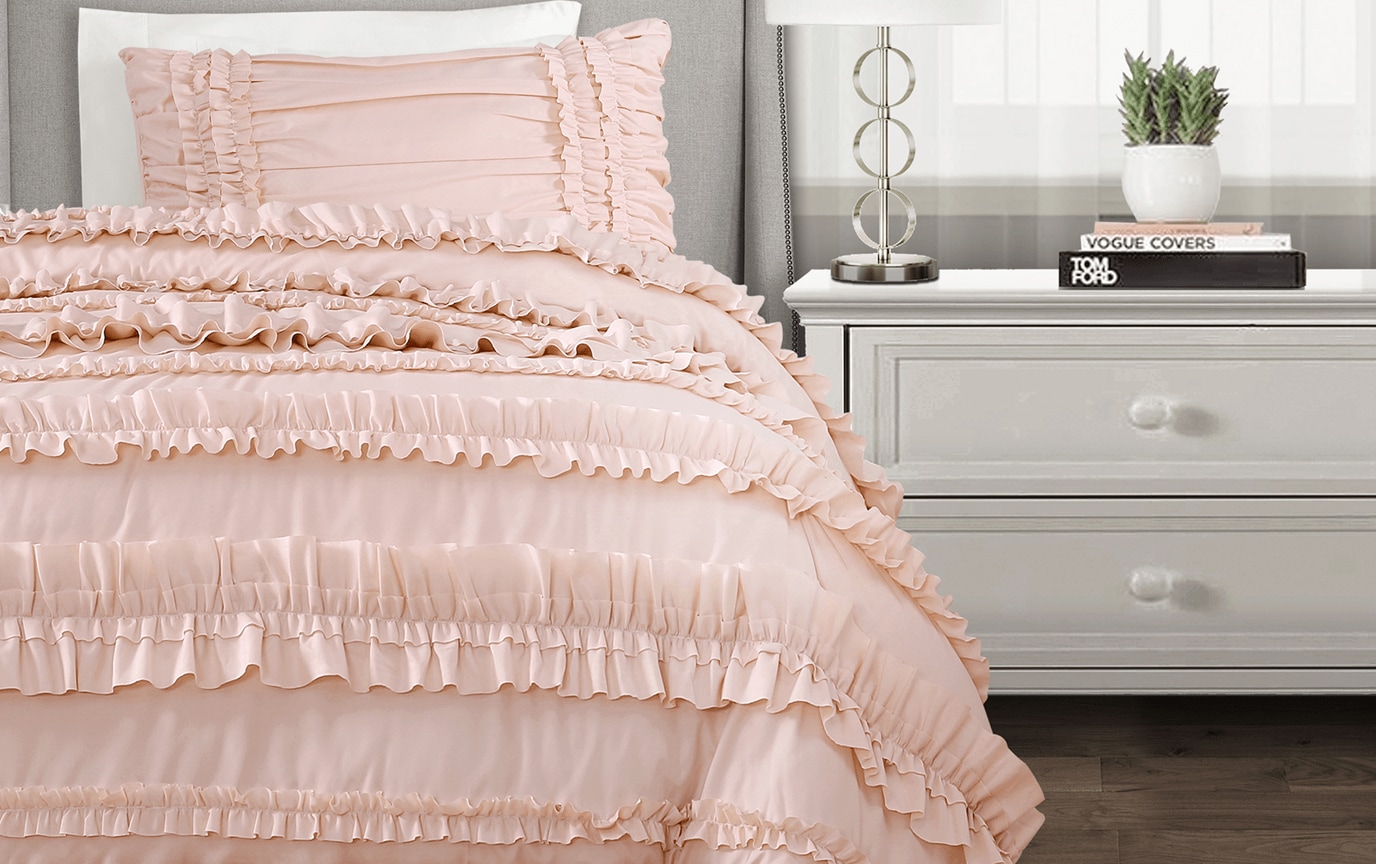 Striped Ruffle 3 Piece Twin Xl Comforter Set Bobs Com