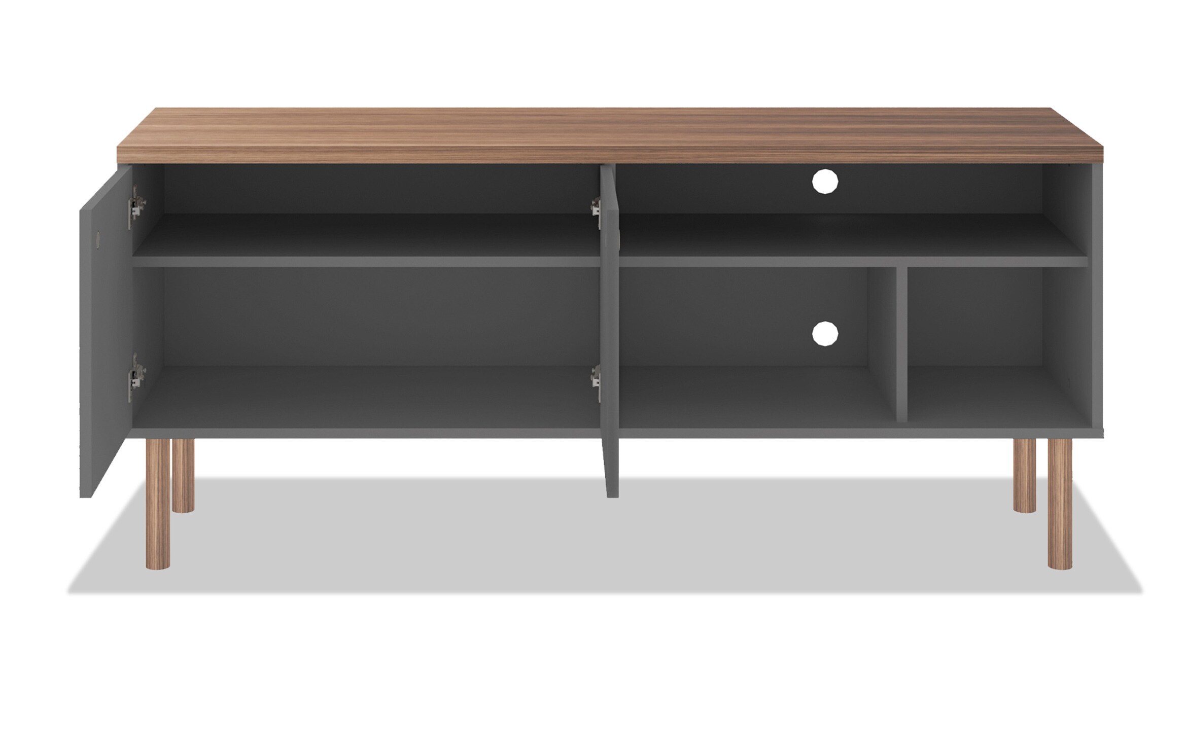 threshold media stand white oak finish