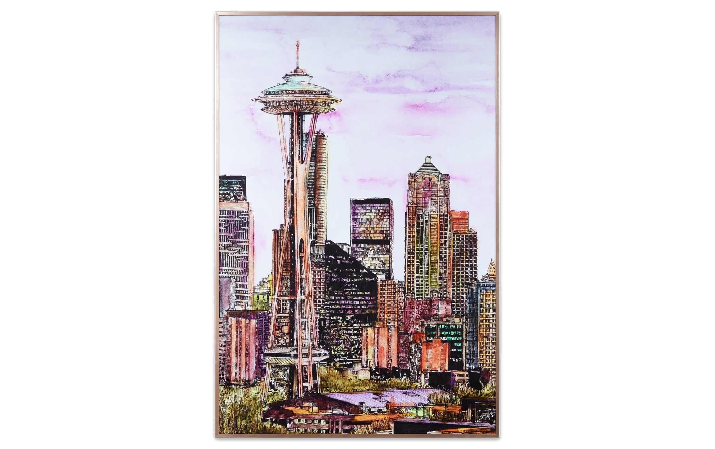 Seattle Skyline Metal Framed Glass Wall Art Bobs Com