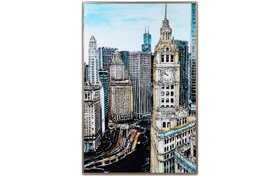 Chicago Skyline Metal Framed Glass Wall Art | Bobs.com