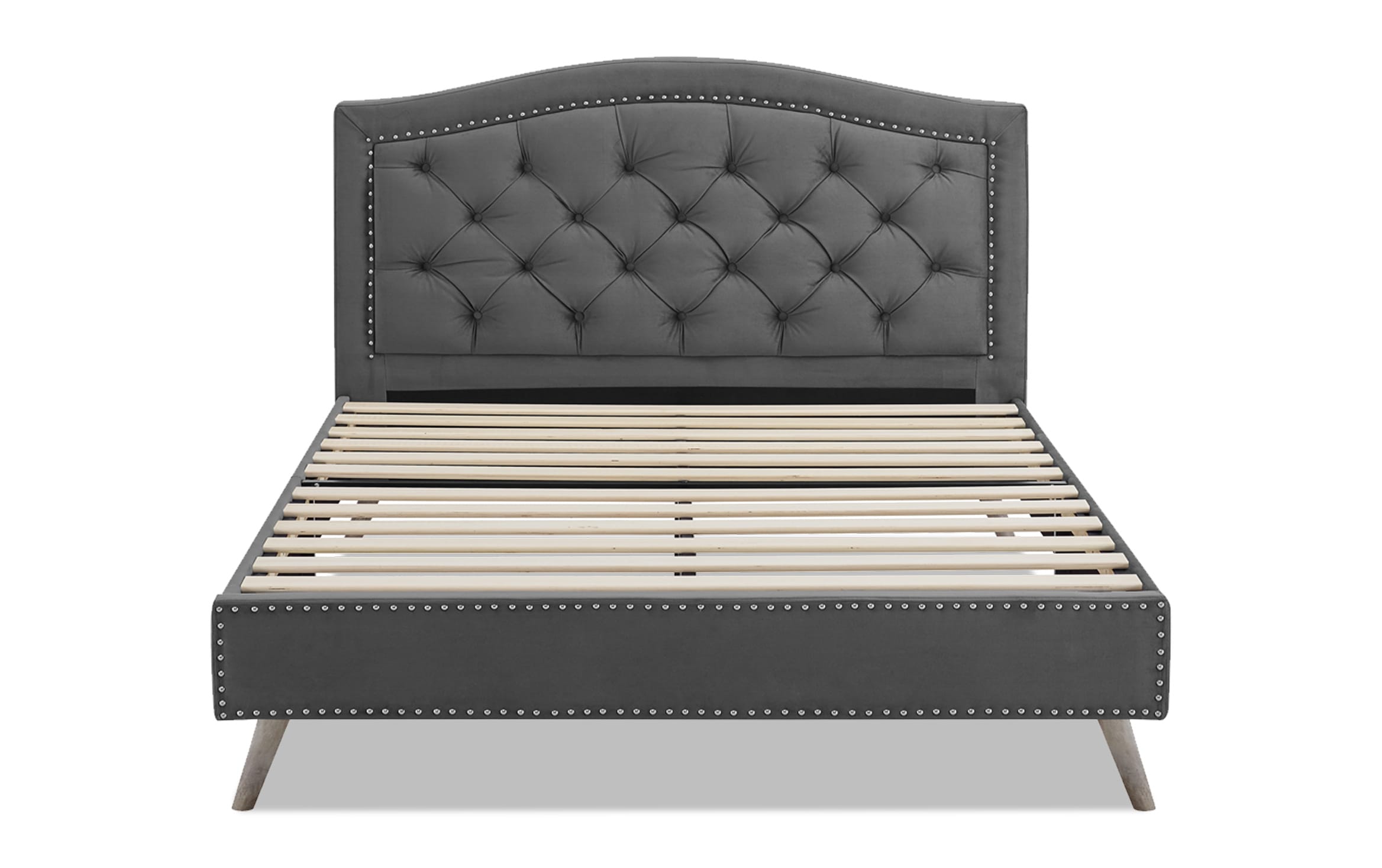 Exeter Queen Gray Upholstered Bed Bobs Com