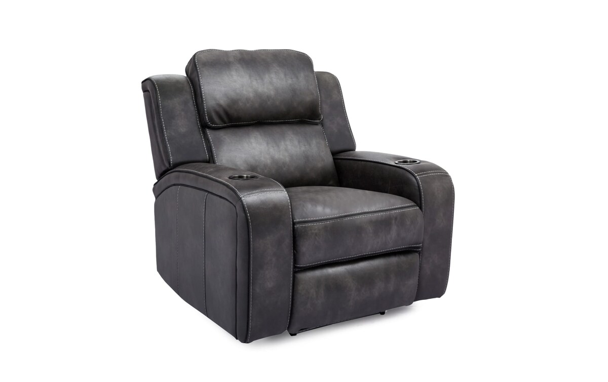 Beau Gray Power Recliner with Power Headrest Bob's Discount Furniture