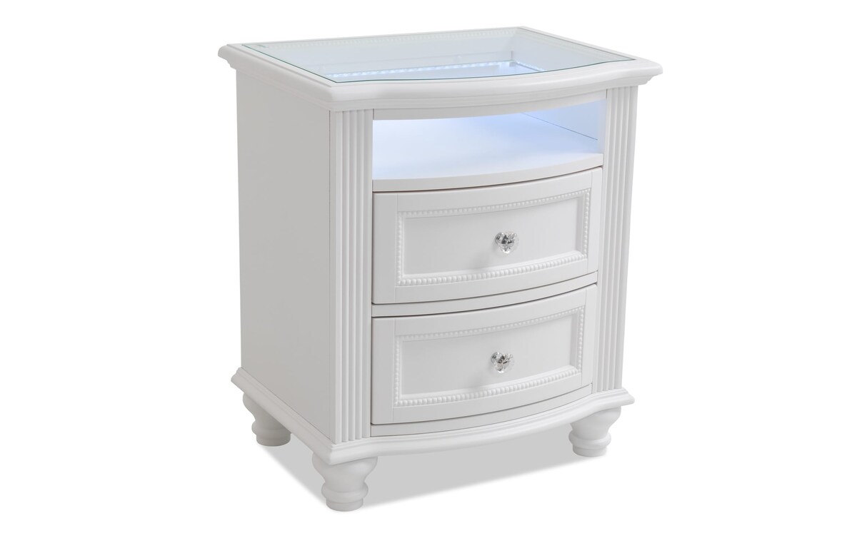 Madelyn White Nightstand with Lights white_finish
