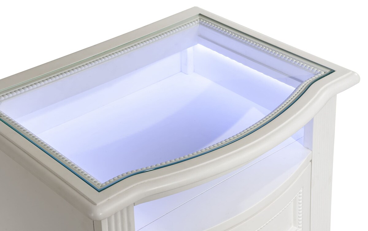 Madelyn White Nightstand with Lights white_finish