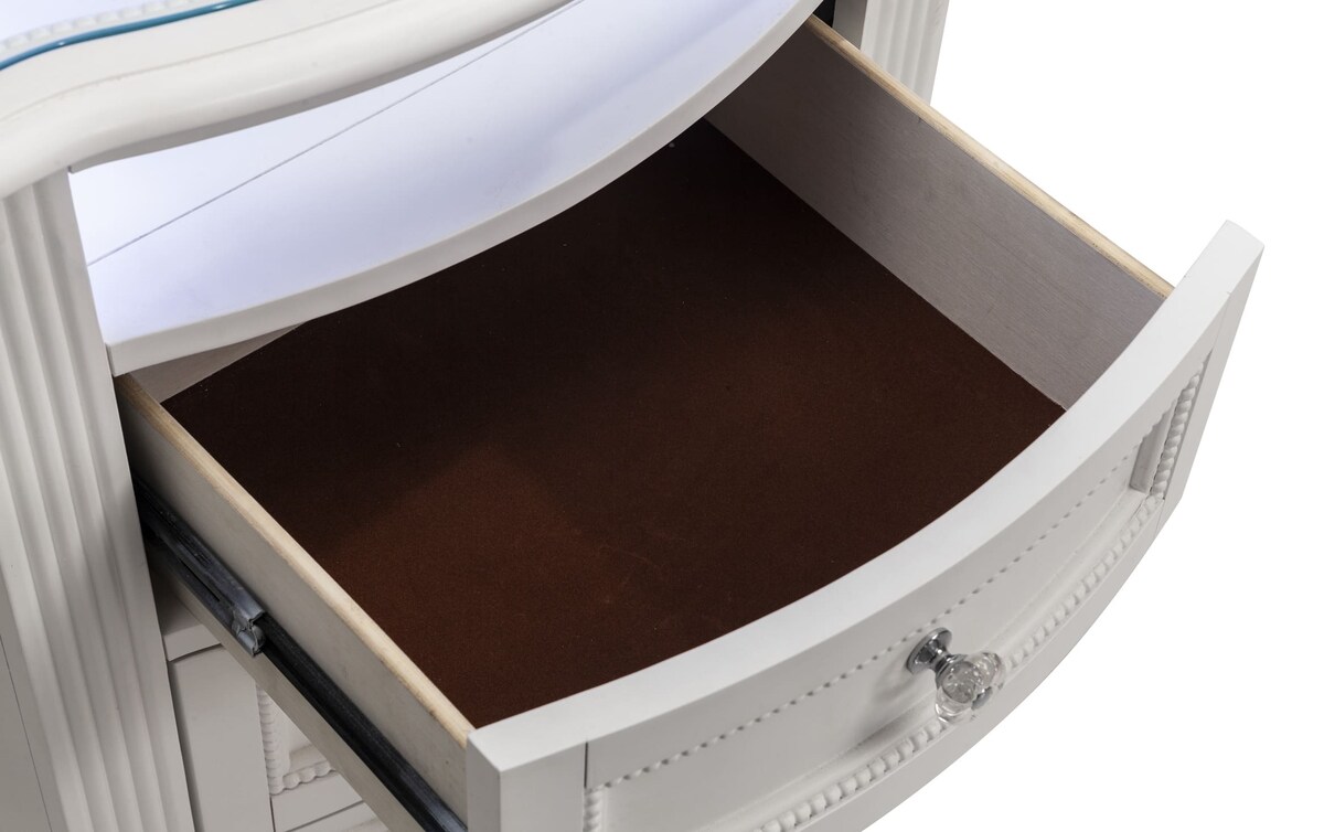 Madelyn White Nightstand with Lights white_finish