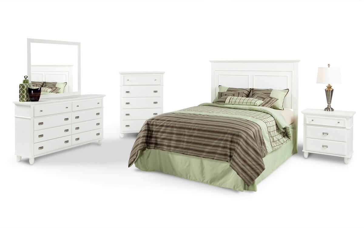 Spencer 5 Piece Queen White Bedroom Set with Chest and Headboard Bob