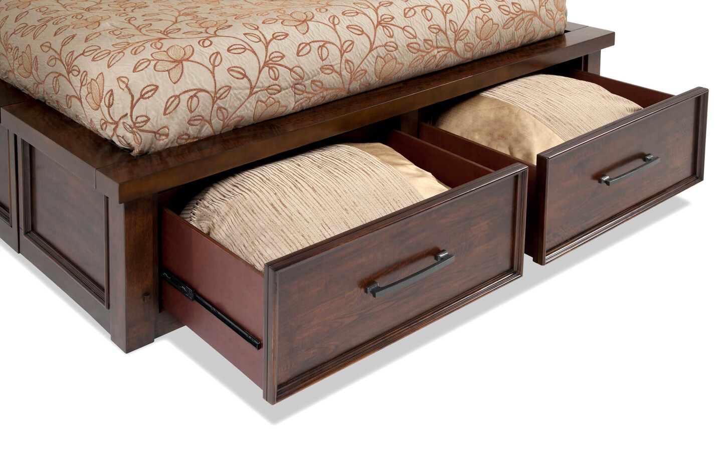 Hudson Queen Pecan Storage Platform Bed Bob s Discount Furniture Mattress Store