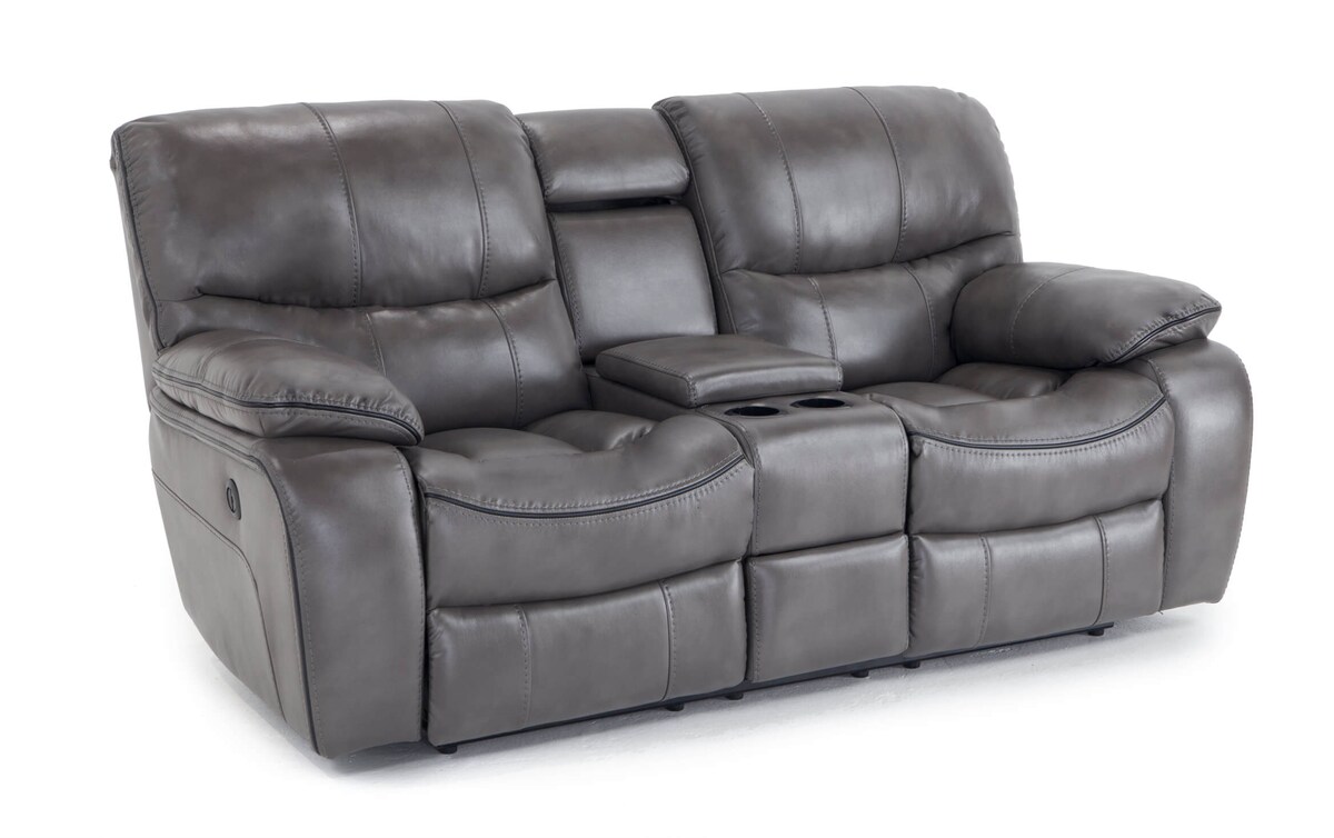 Avenger Gray Power Reclining Console Loveseat gray_color