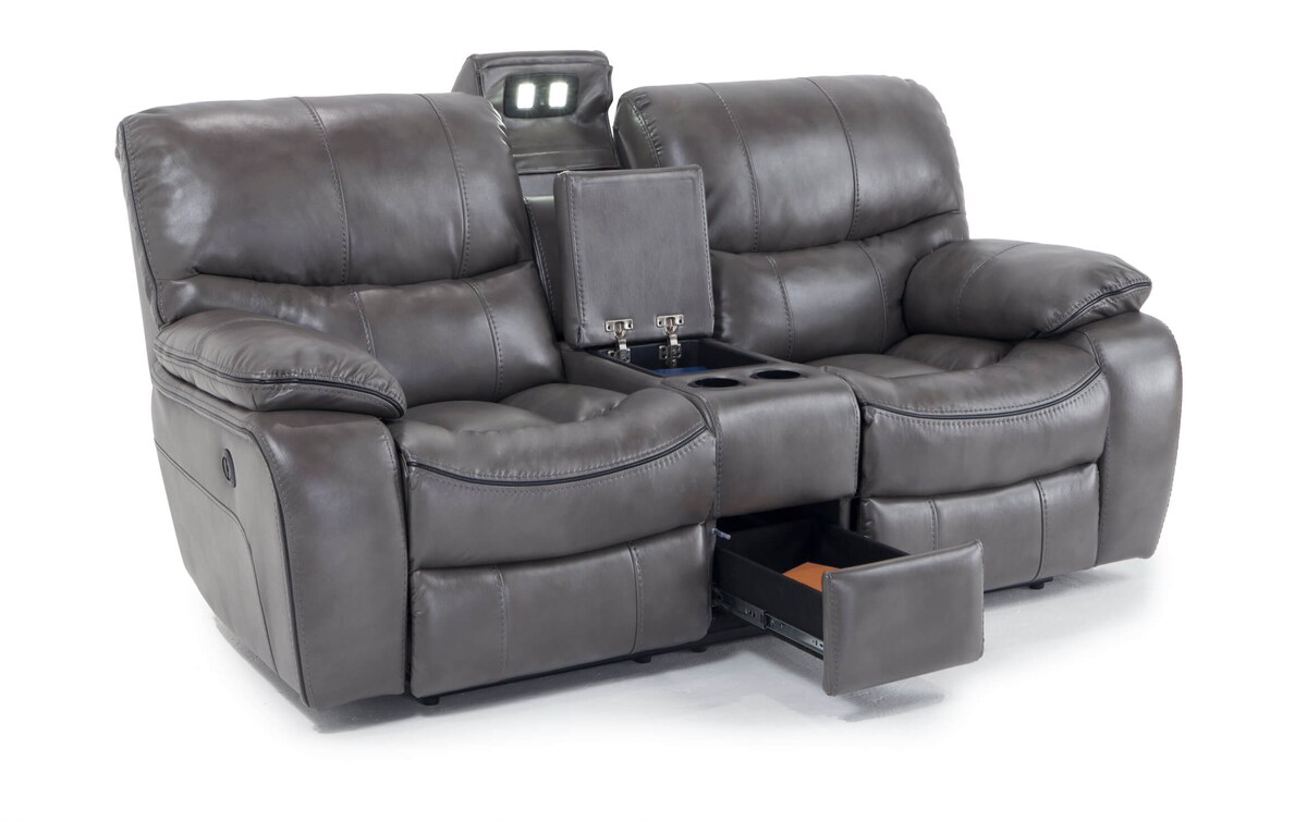 Avenger Gray Power Reclining Console Loveseat gray_color