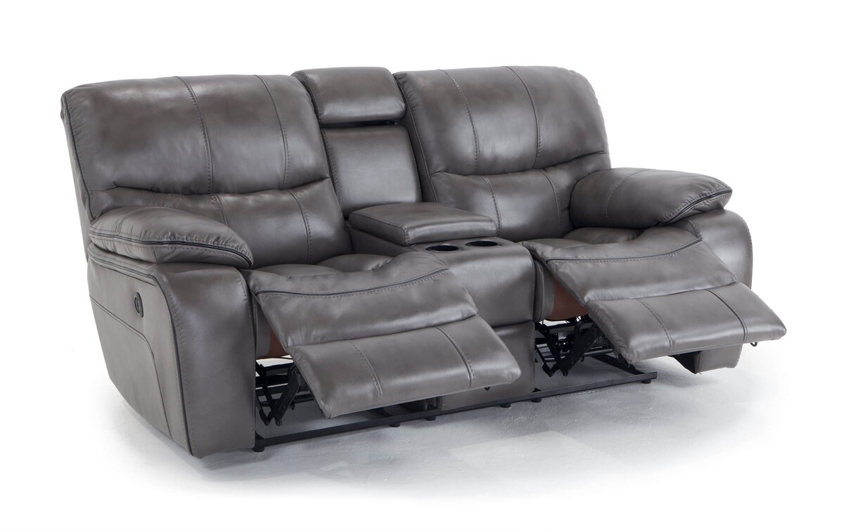 Avenger Gray Power Reclining Console Loveseat gray_color