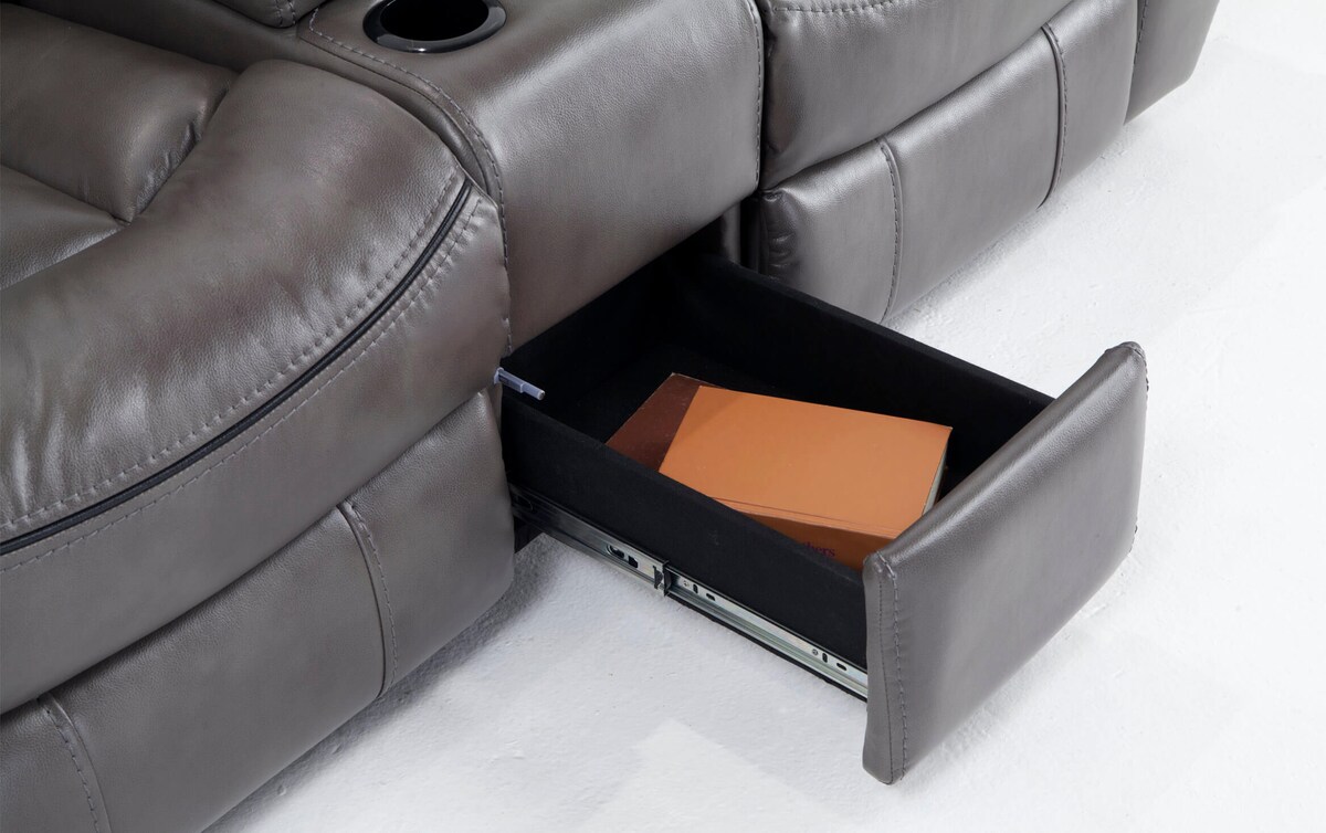 Avenger Gray Power Reclining Console Loveseat gray_color