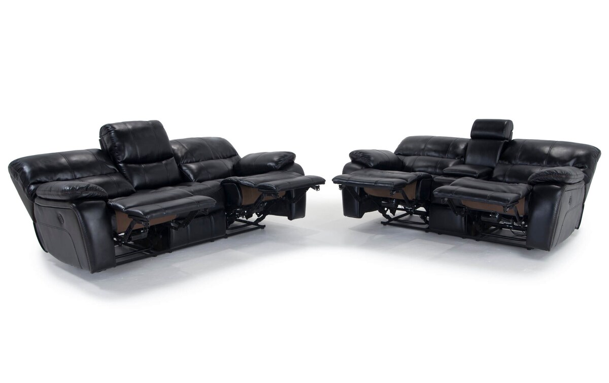 Avenger Black Power Reclining Sofa & Console Loveseat black_color