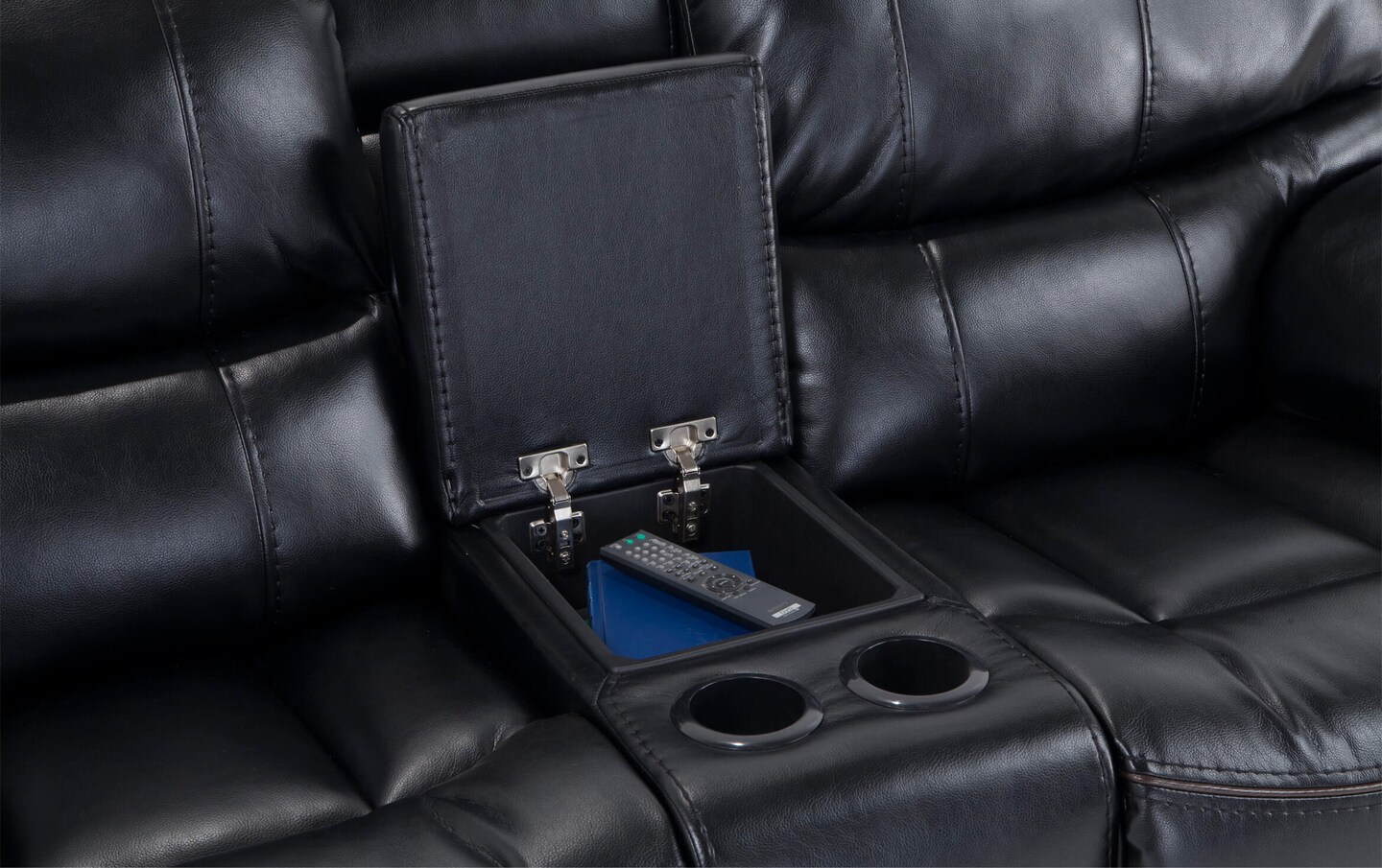 Avenger Black Power Reclining Sofa & Console Loveseat | black_color